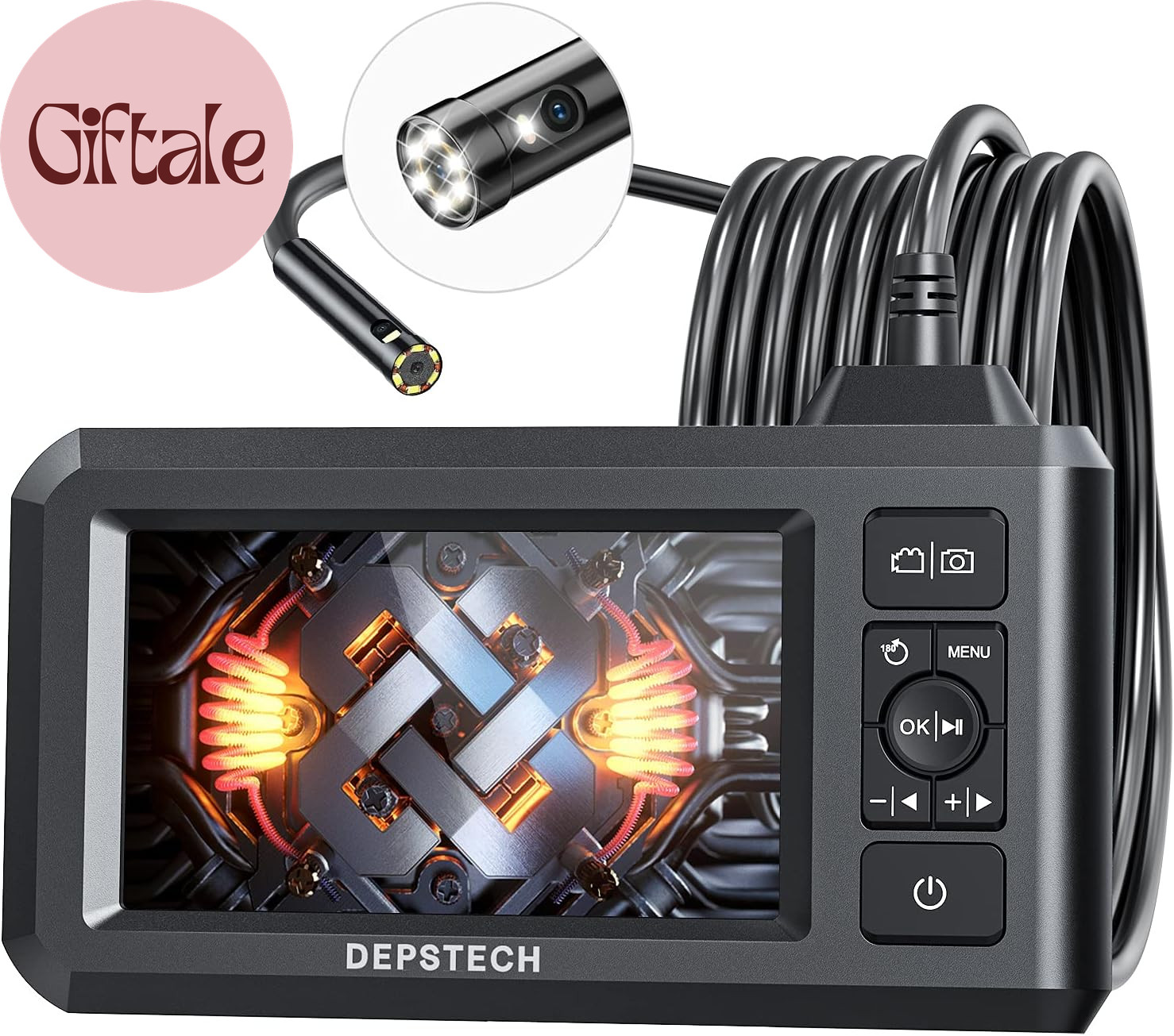 Dual Lens Industrial Endoscope, 1080P Digital Borescope Inspection Camera, 7.9Mm