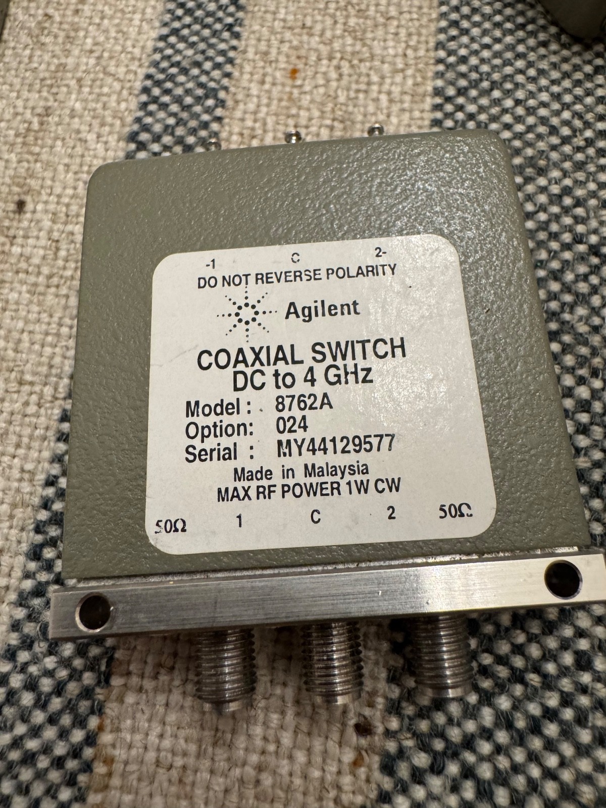 Lot of 4 HP Agilent 8762A 4GHz SPDT Coaxial Switch – Made In Malaysia – TESTED