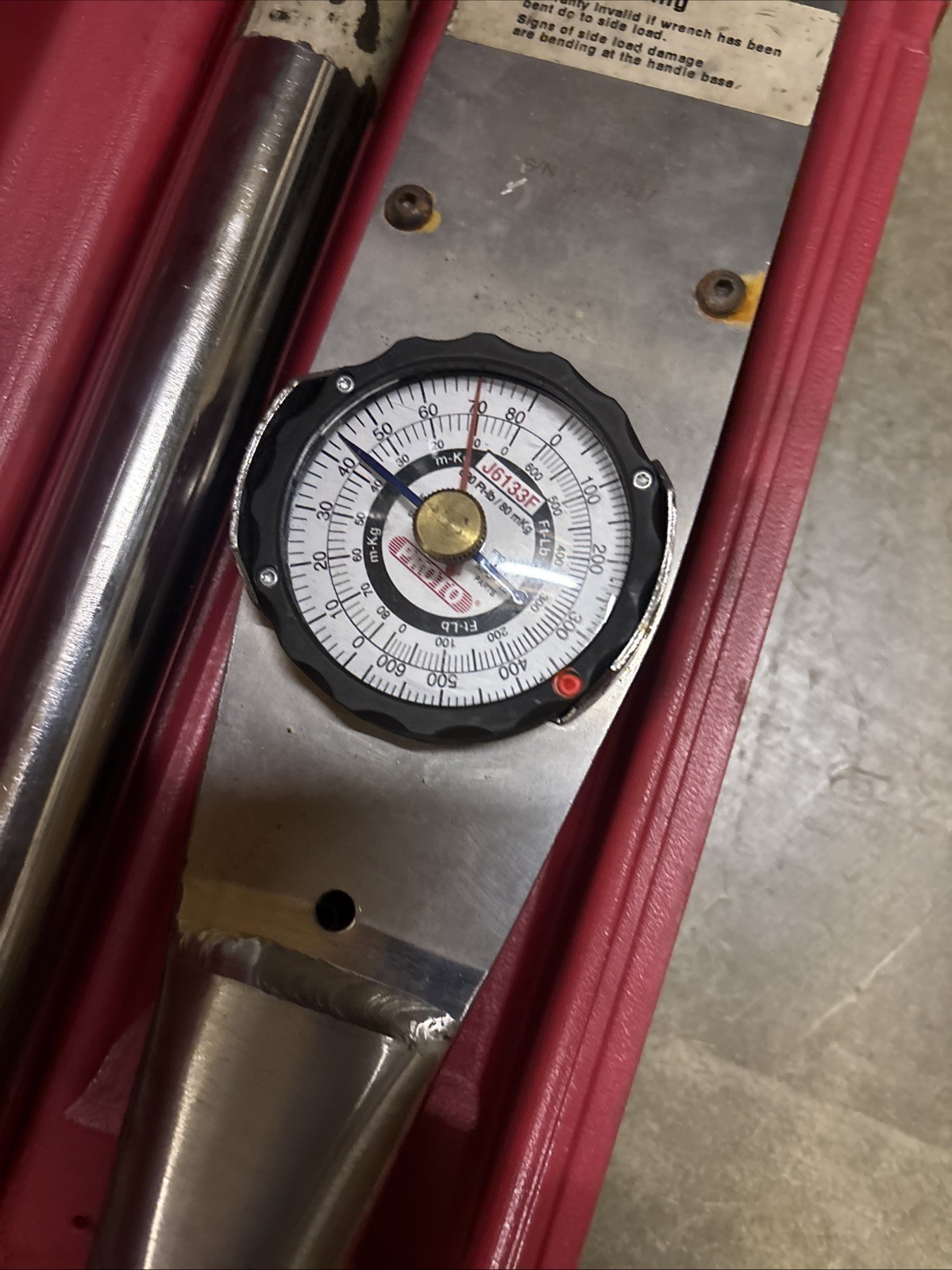 PROTO 3/4″ Dial Torque Wrench 0-600 Ft/Lb Fixed Head 46-1/2″ OAL J6133F