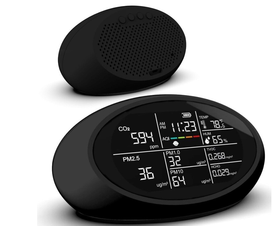 12 in 1 Air Quality Monitor Indoor- Portable Indoor Air Quality Meter for CO2,