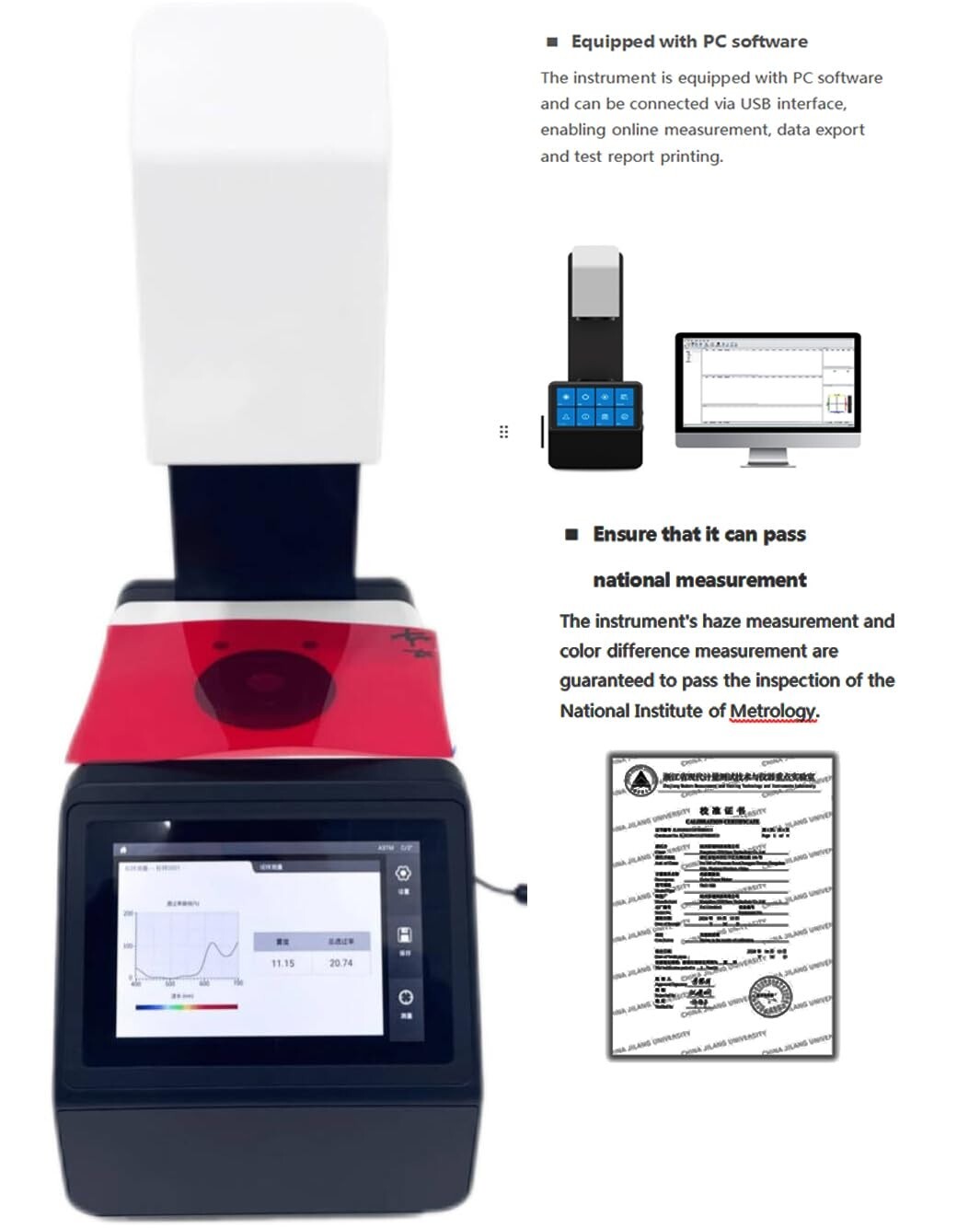 Digital Color Haze Meter Light Transmittance Haze Meter for Film Plastic Glass