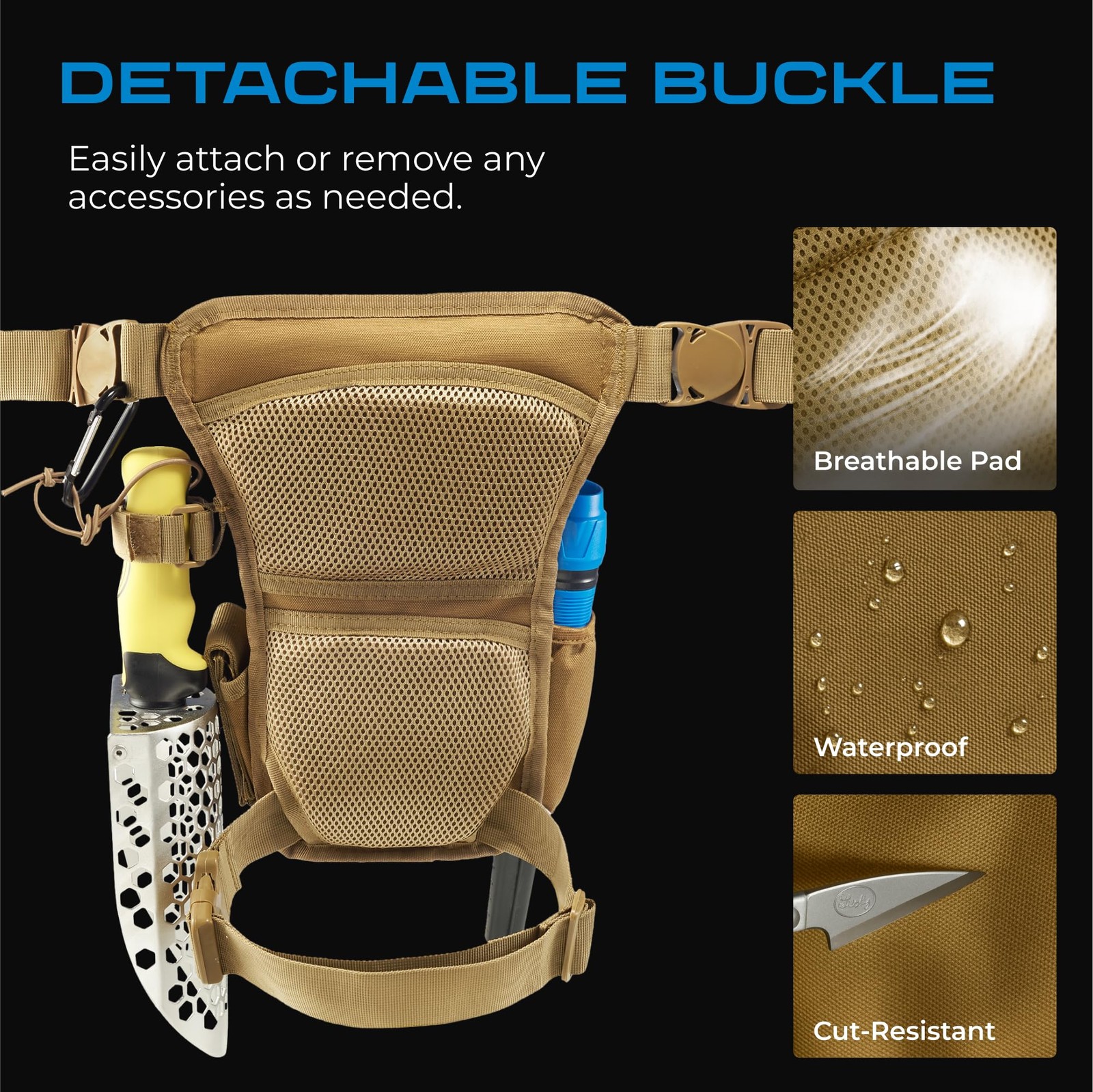 Tactical Drop Leg Bag for Metal Detecting, Fishing, Waterproof Tool Pouch