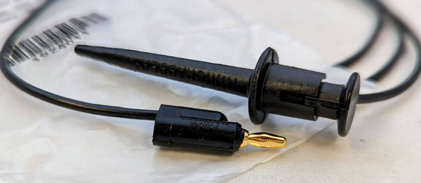 Pomona 3784-36-0 Mini Banana Plug to mini Grabber, Black 36in