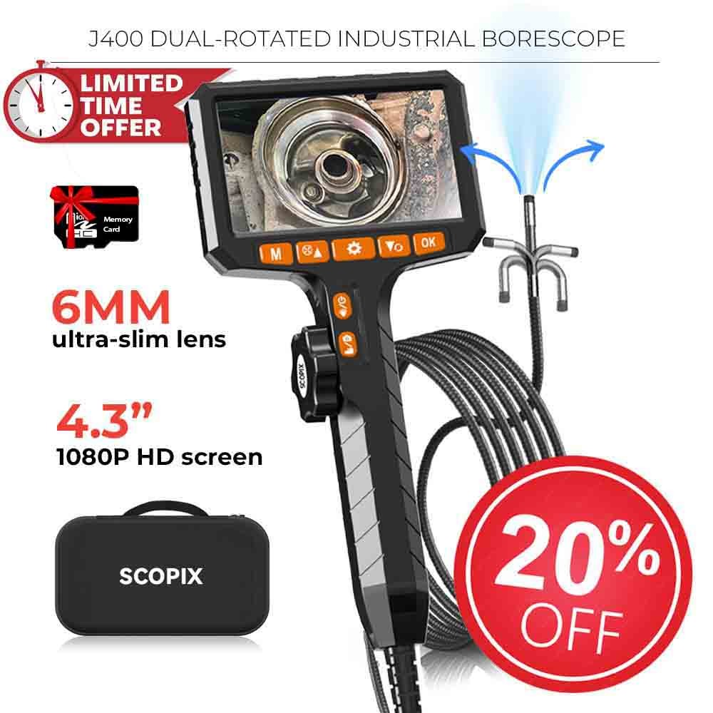 🔥Two-Way 360° Inspection 1080p HD Borescope Endoscope Camera 3.3ft Semi Rigid