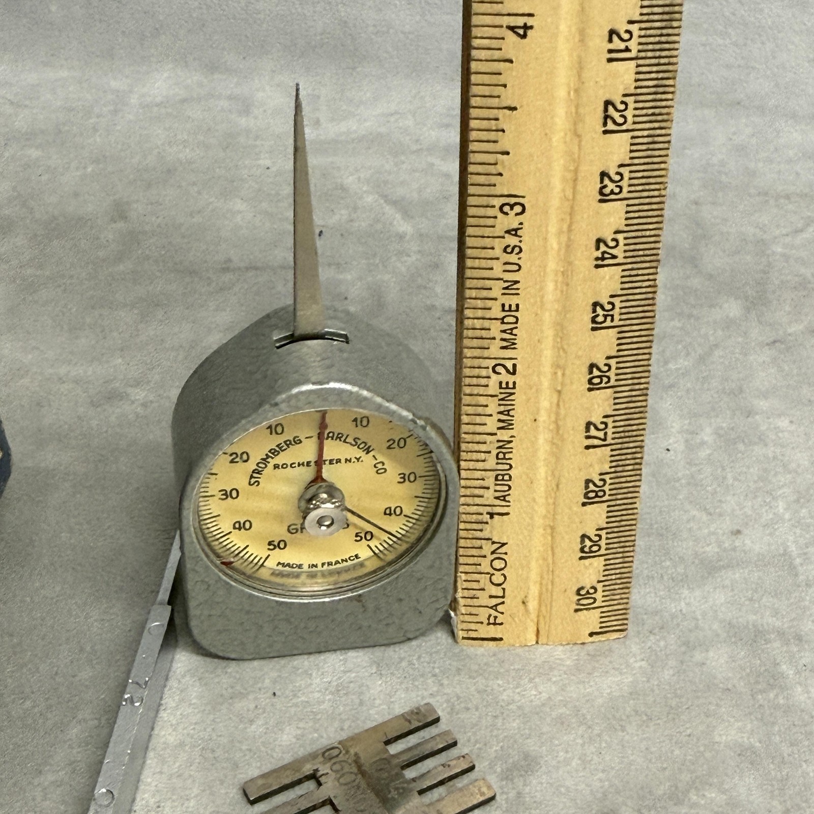 Vintage Stromberg Carlson 0-100 Gram Force Gauge Meter Tool In Case Made France