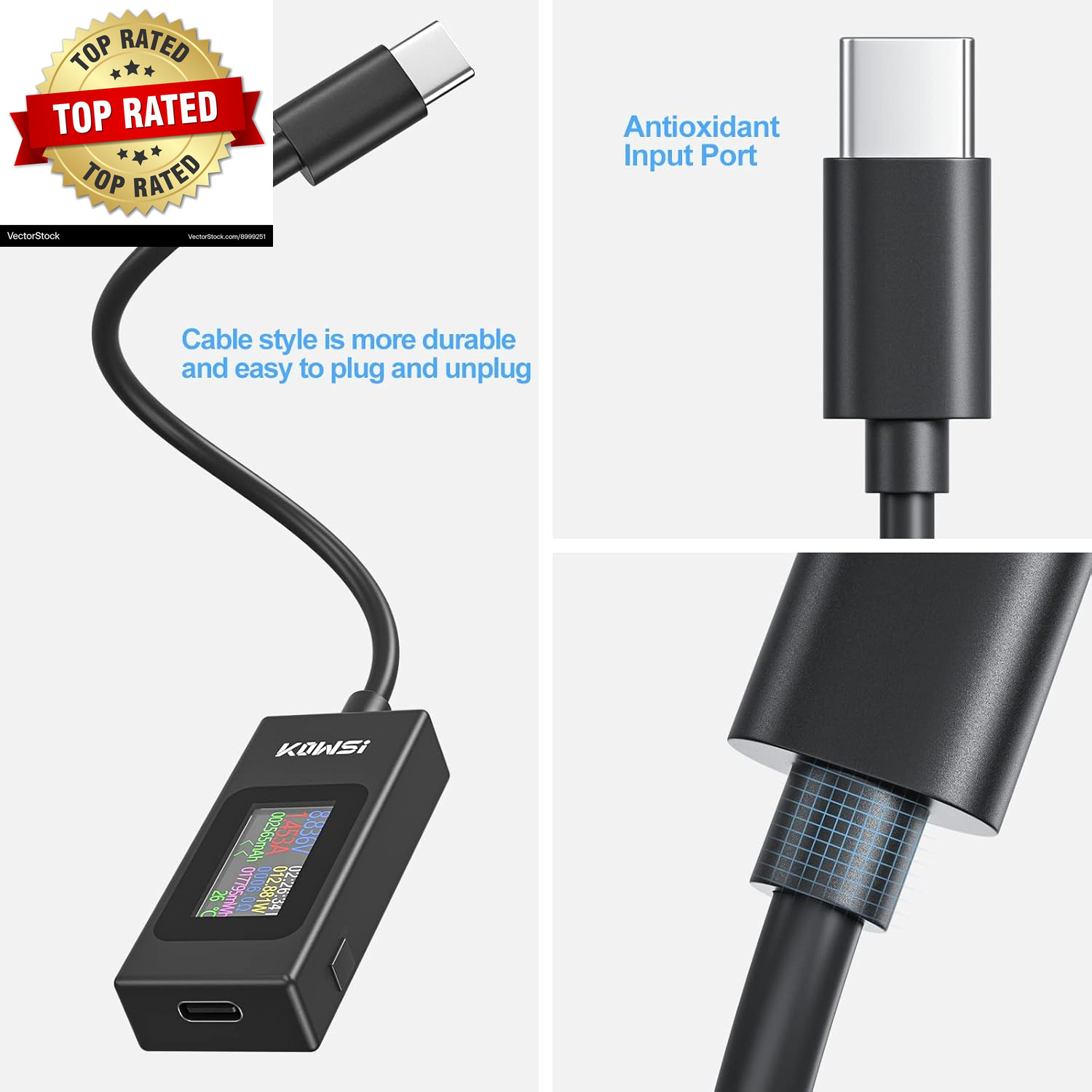 USB C Tester Power Meter 4-30V 0-6.5A Digital Multimeter, Type C Voltage