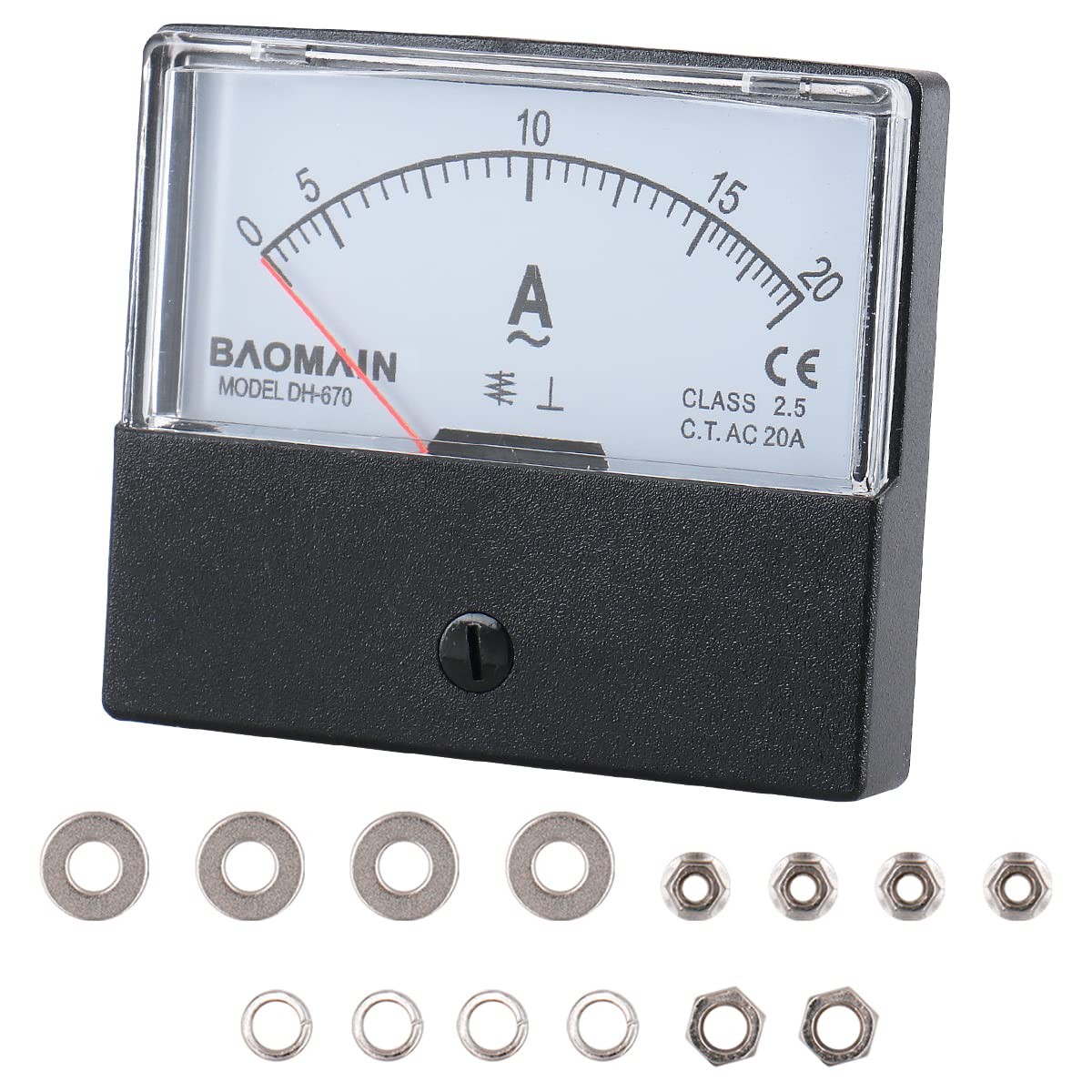 AC Amperemeter Panel Meter 020A Rectangular Needle Gauge for Accurate Readings