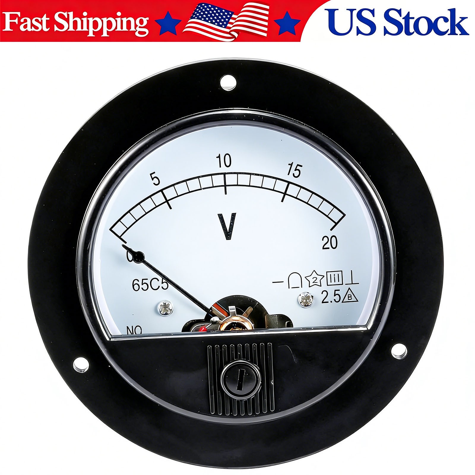 DC 0-20V Analog Panel Meter Round Voltmeter Voltage Gauge Analogue Voltmeter
