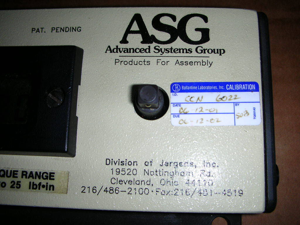 ASG Jergens ASG25 25in-lb 28.25 DN.m 1/4″ DIGITAL TORQUE TESTER ASG 25 USA!!