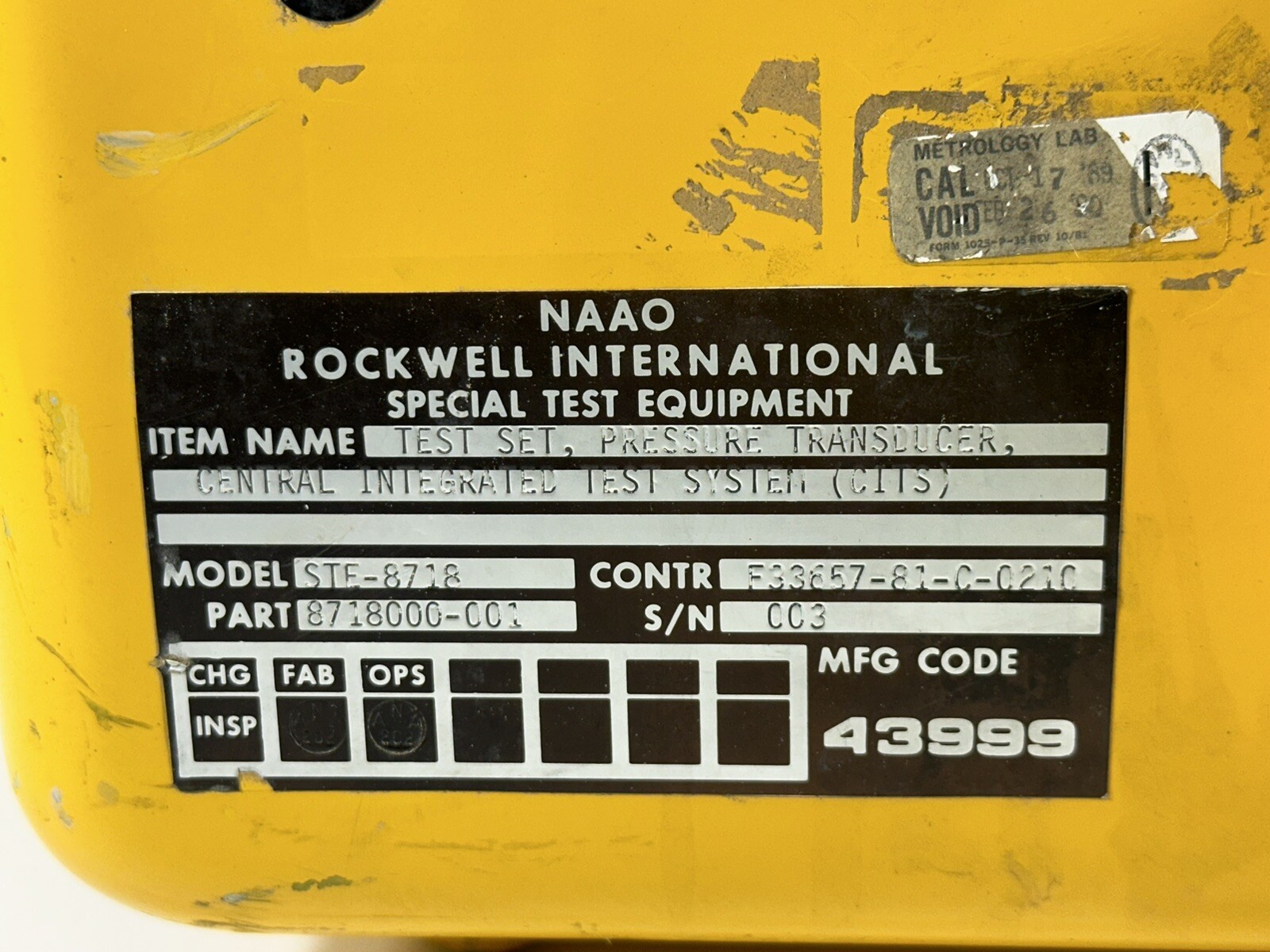 NAAO Rockwell Airplane Central Integrated Test System with Pressure Transducer