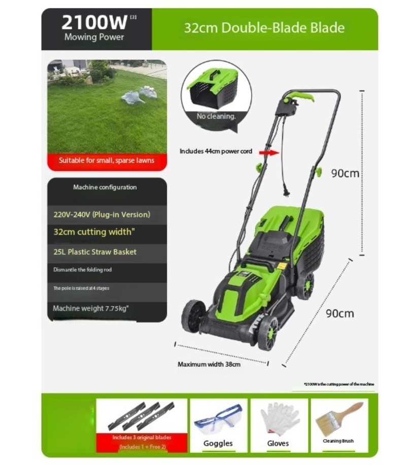 Weed Trimmer Wonder: Electric Lawn Mower, Push-Type, Compact for Home Use