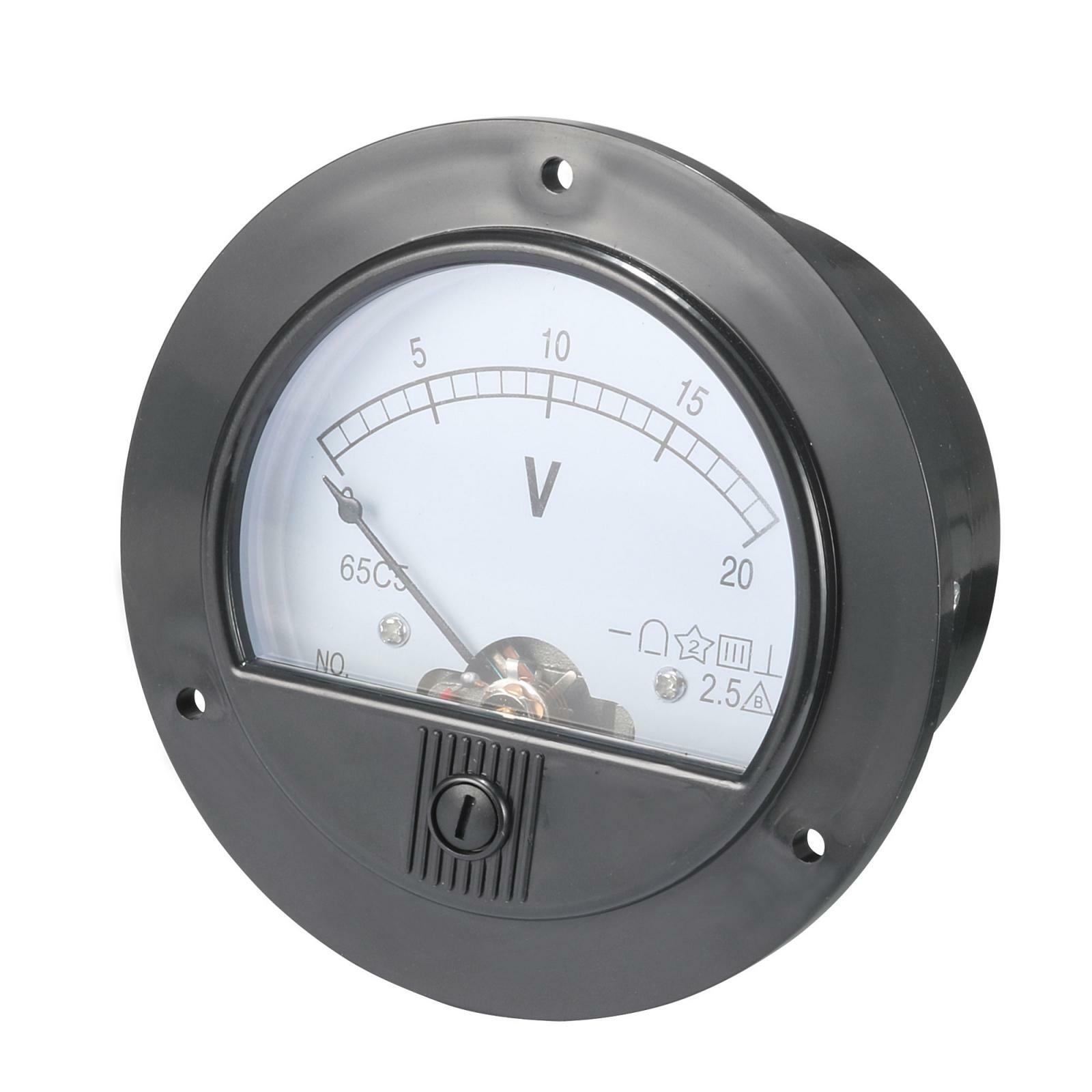 DC 0-20V Round Analogue Panel Meter Volt Voltage Gauge Analog Voltmeter