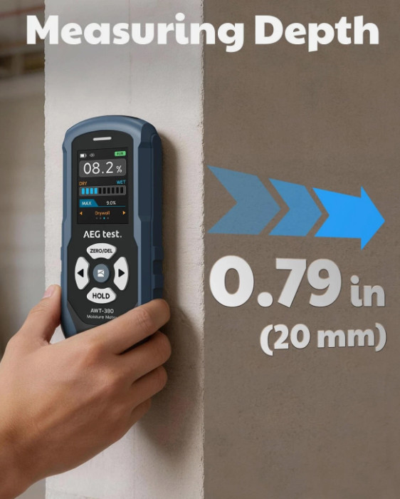 AWT-380 Rechargeable Pinless Moisture Meter for Wood, Drywall & Masonry, Wood…