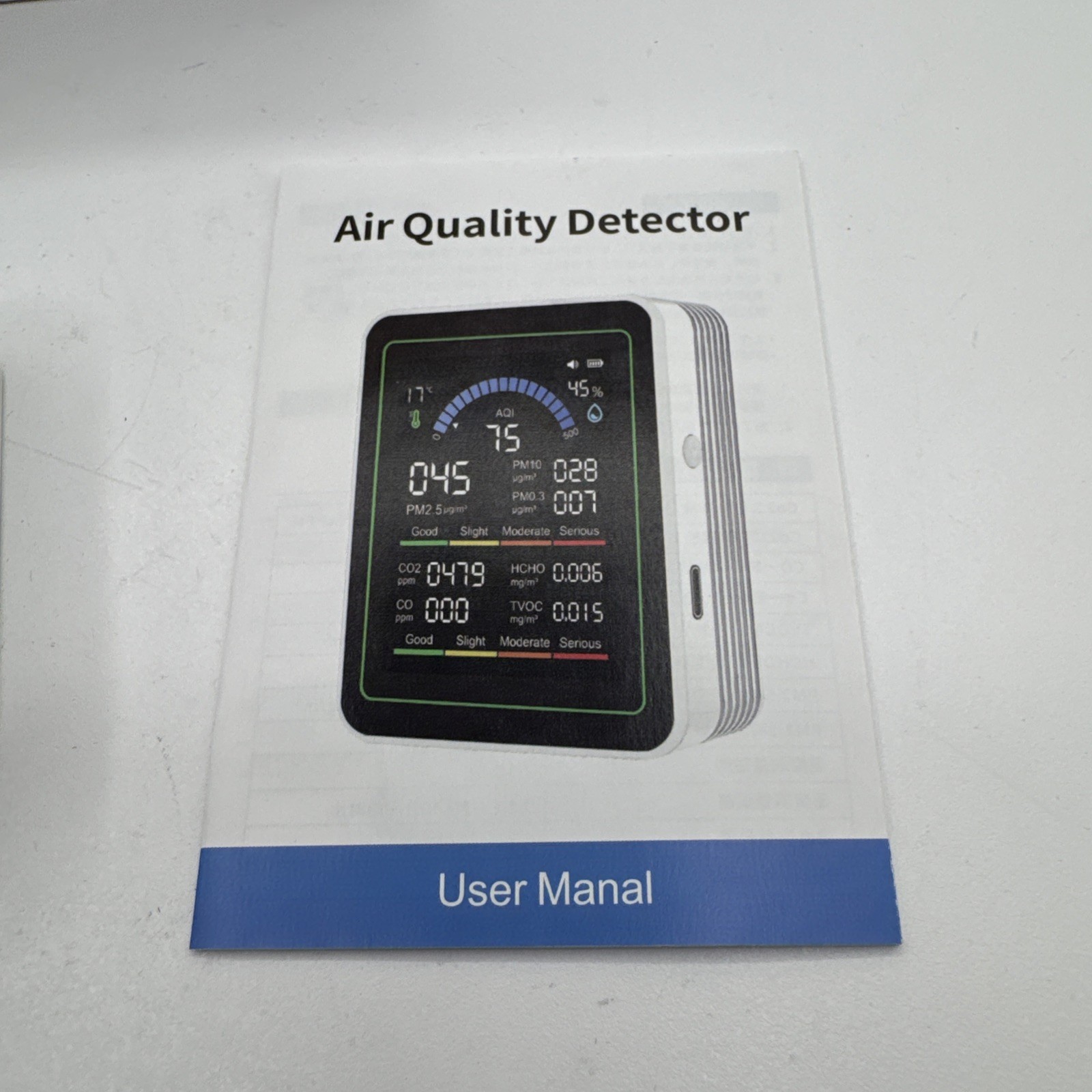 Zemeollo 10-in-1 Indoor Air Quality Monitor CO2 CO TVOC HCHO PM2.5 PM10