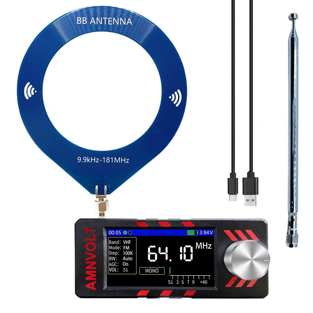 1.9 Inch Screen Full-band Radio 1W Built-in Speaker 3.5mm Audio Interface