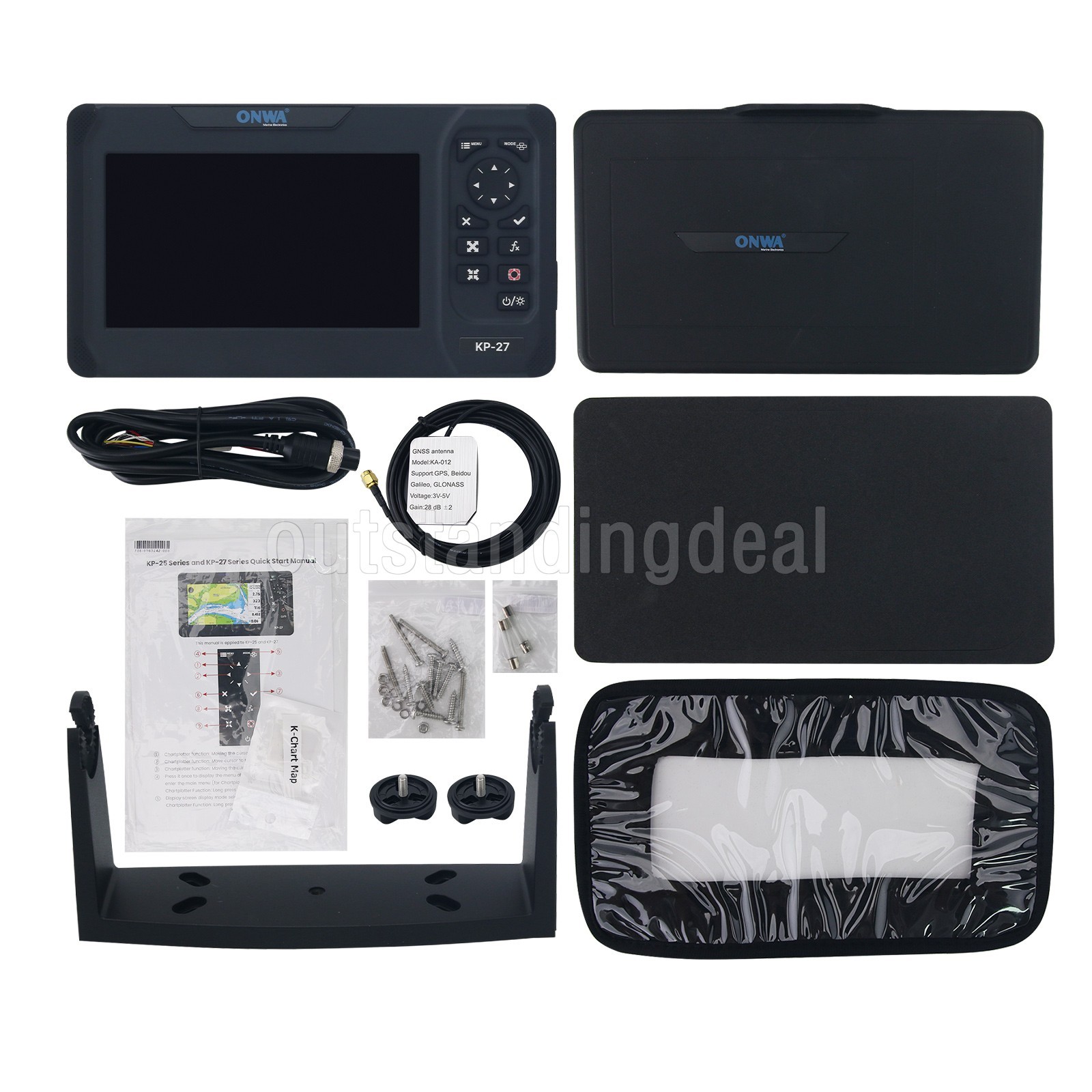 ONWA KP-27 7″ 800×480 GPS Chart Plotter Marine Chartplotter w/ GPS Antenna os67