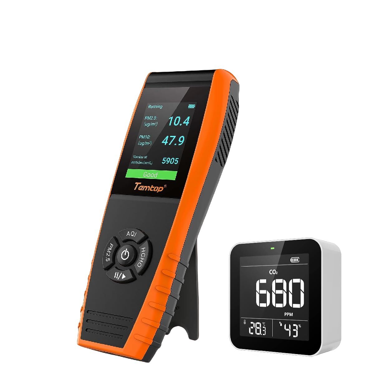 Temtop 8-in-1 Air Quality Monitor Detector PM2.5/10/AQI/HCHO T&H, LKC-1000S+2ND