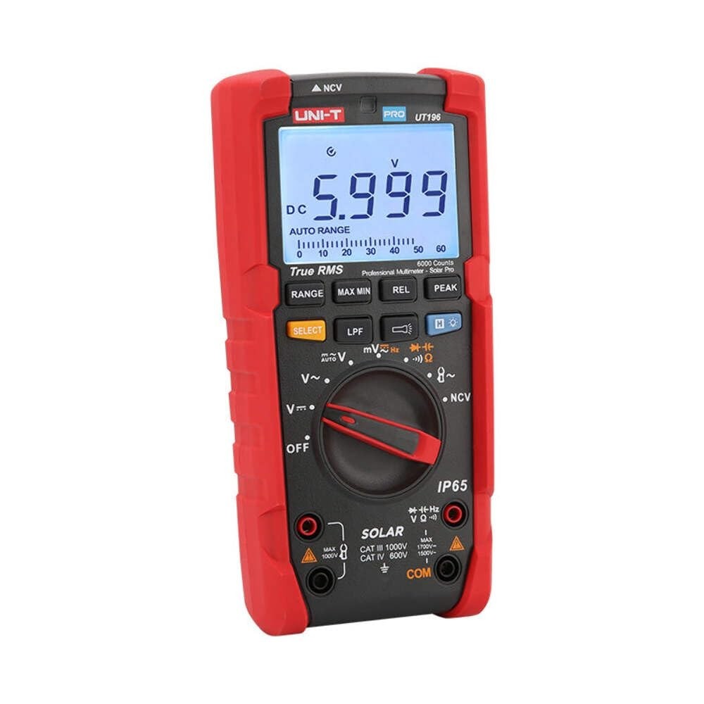 UT196 Solar Multimeter – True RMS 6000 Counts, 1700V DC/1500V AC Tester