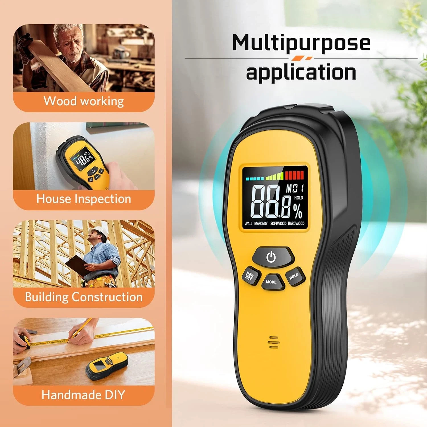 Pinless Moisture Meter – Povlen Wood Moisture Meter Digital Moisture Detector fo