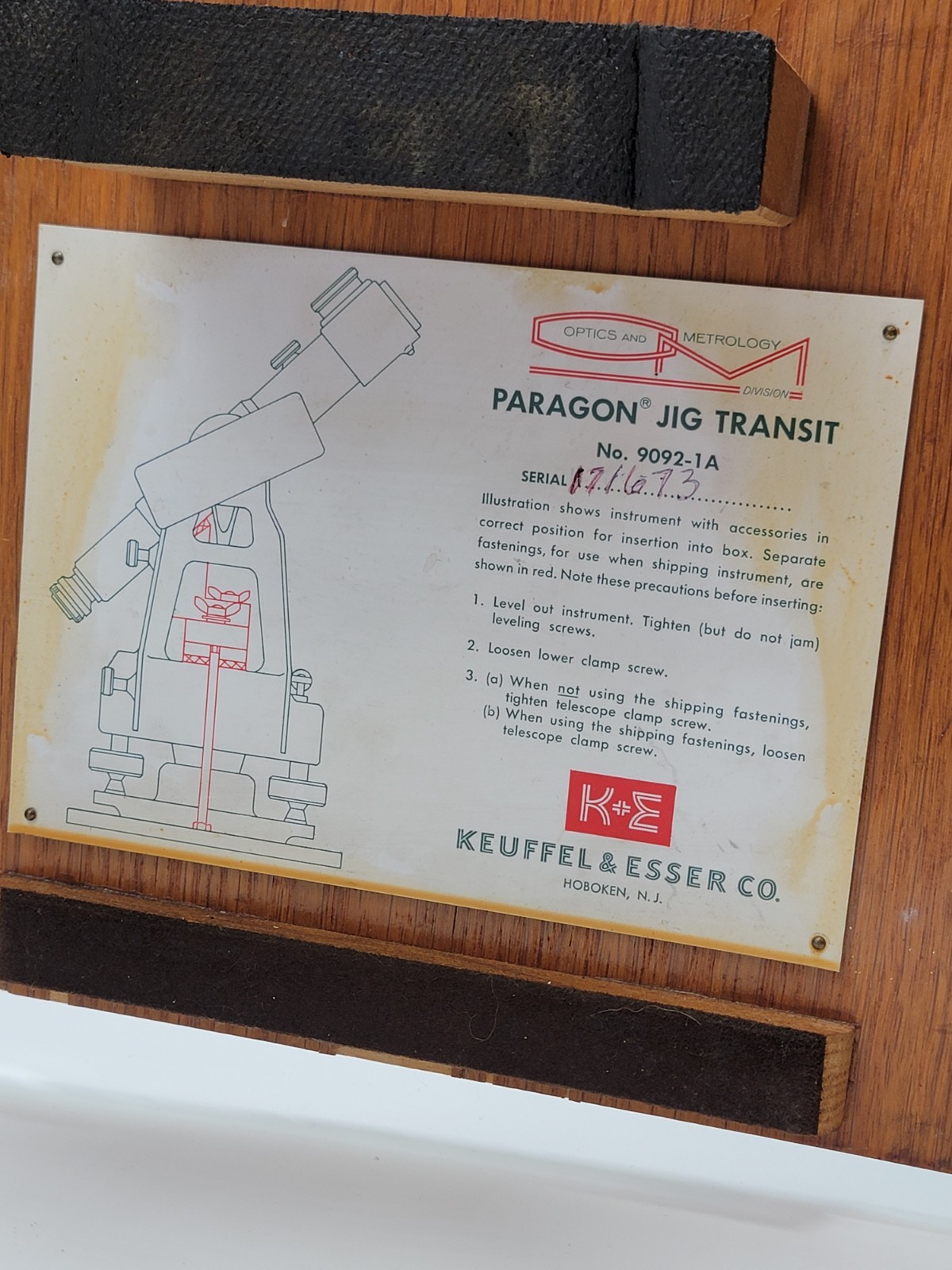 Vintage Keuffel & Esser 9092-1 1940s Paragon Jig Surveyors Transit w/ Case