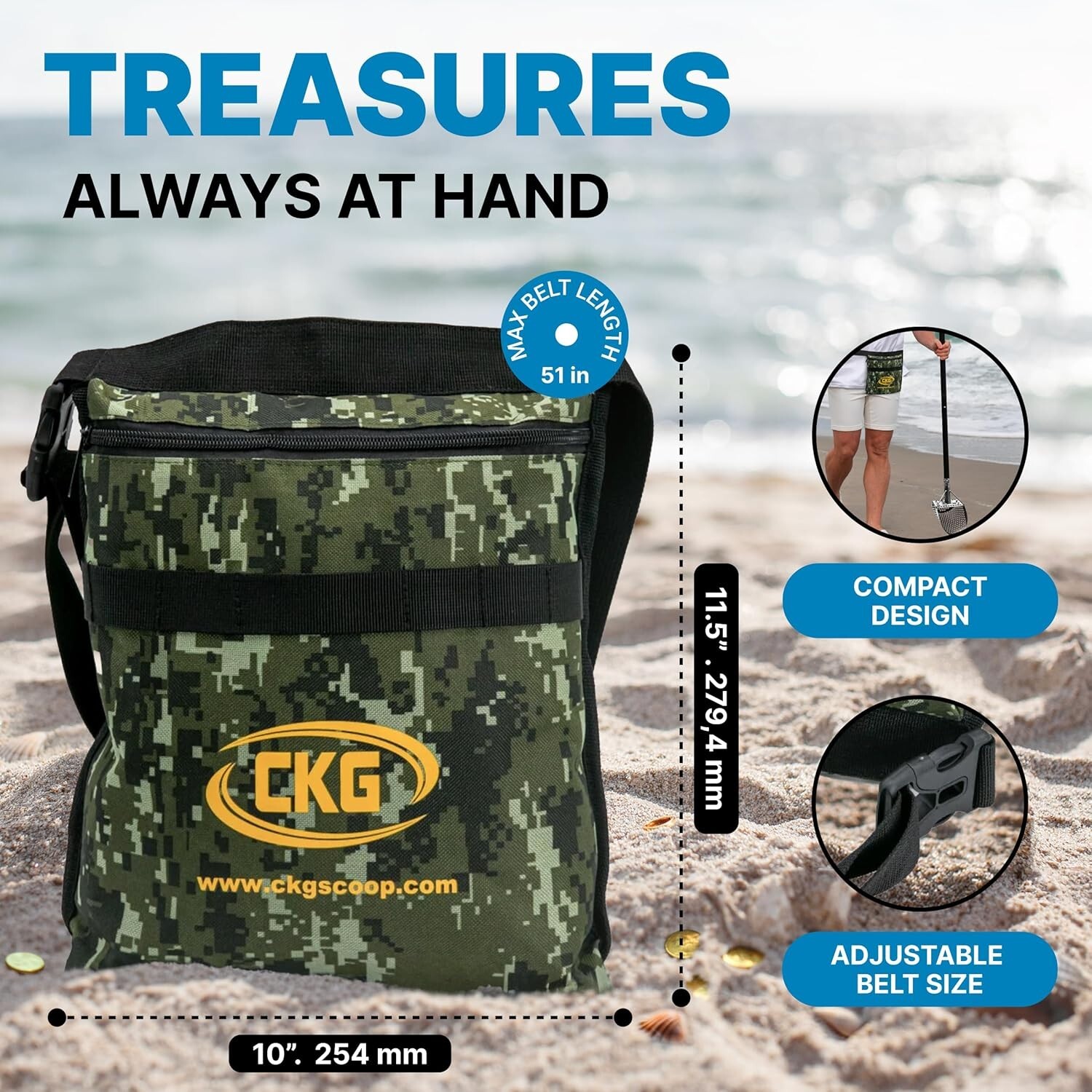 CKG Sand Scoop Handle Pole Metal Detecting Carbon Rod Detector Shovel Sifting