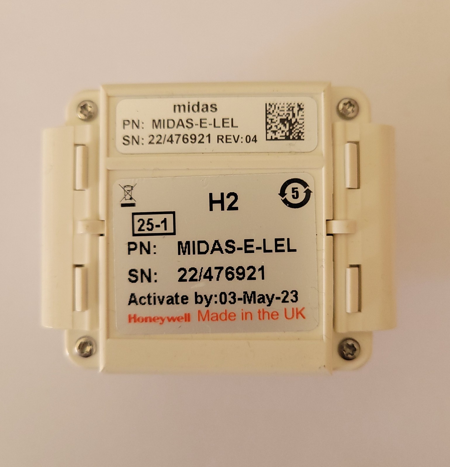 Honeywell MIDAS-E-LEL Gas Detector Sensor Cartridge Open box, 2 Years Remaining