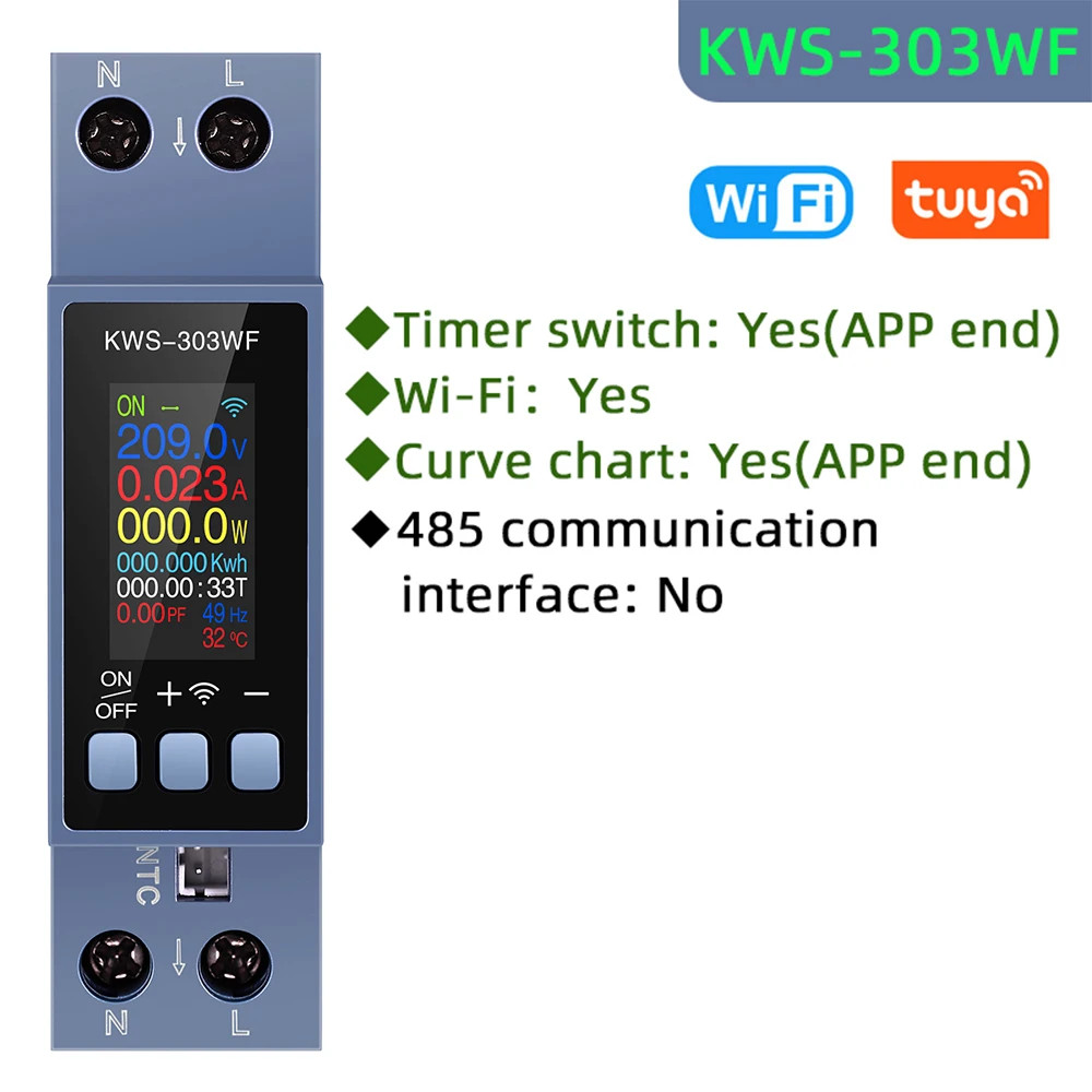 8 In1 Energy Meter KWS-303 AC Meter Color Screen Voltage Current Power Meter Sma