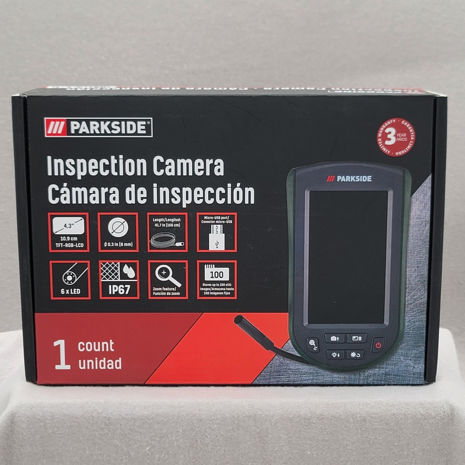 Parkside Inspection Camera PKIK 4.3 A1 Handheld Borescope 4.3 Inch LCD IP67 New
