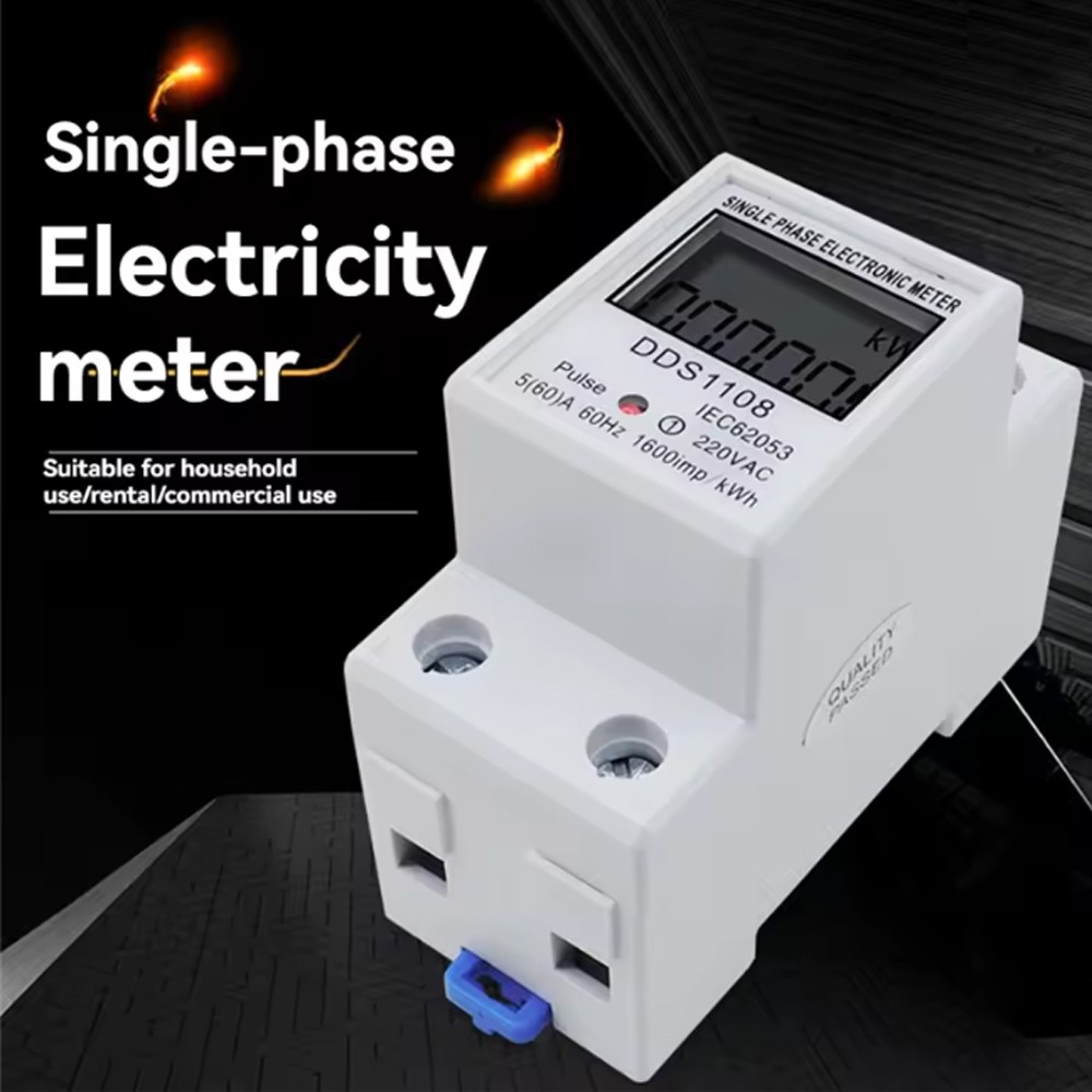 LCD Single Phase Electric Energy Meter KWH AC Digital Watt-Hour Meter 220V 60A