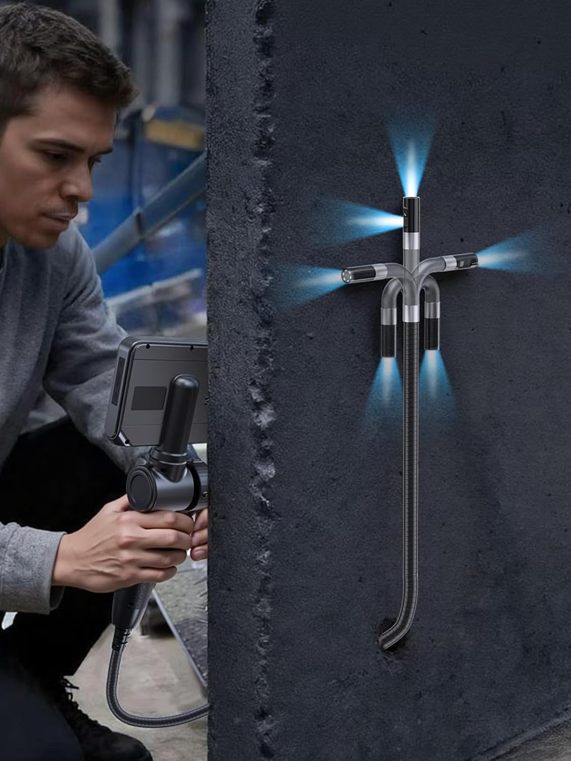 Acoath Two-Way Articulating Borescope, Endoscope Camera with Light, Dual-Lens 10