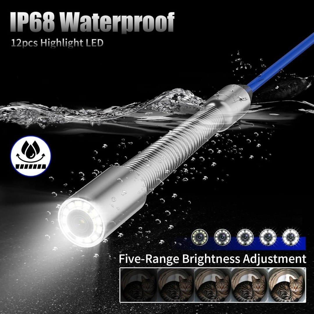 100ft/30M Sewer Camera DVR Pipe Inspection Camera W/Receiver Self-leveling 10in.