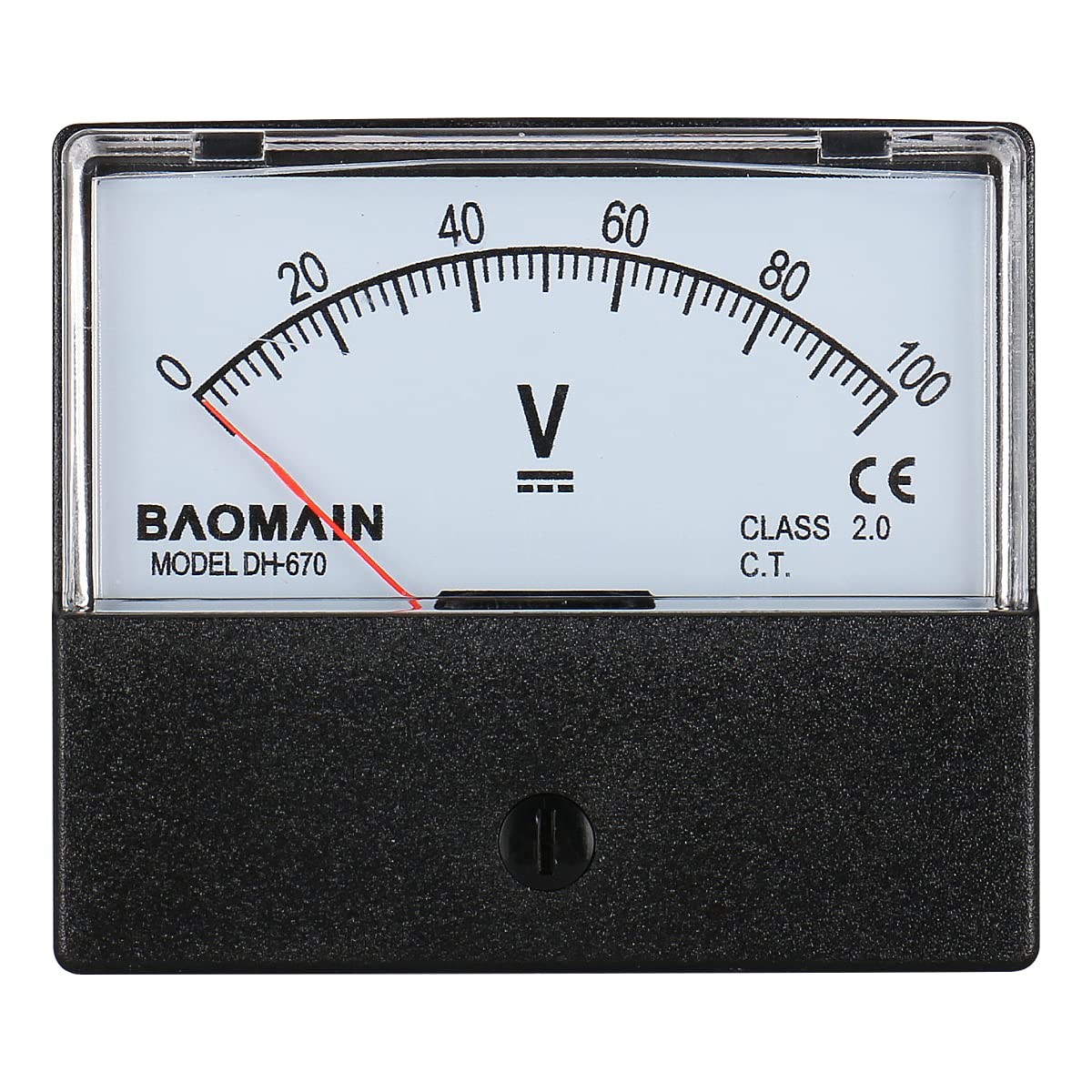 Baomain Voltmeter DH-670 DC 0-100V Rectangular Class 2.0 Analog Panel Black