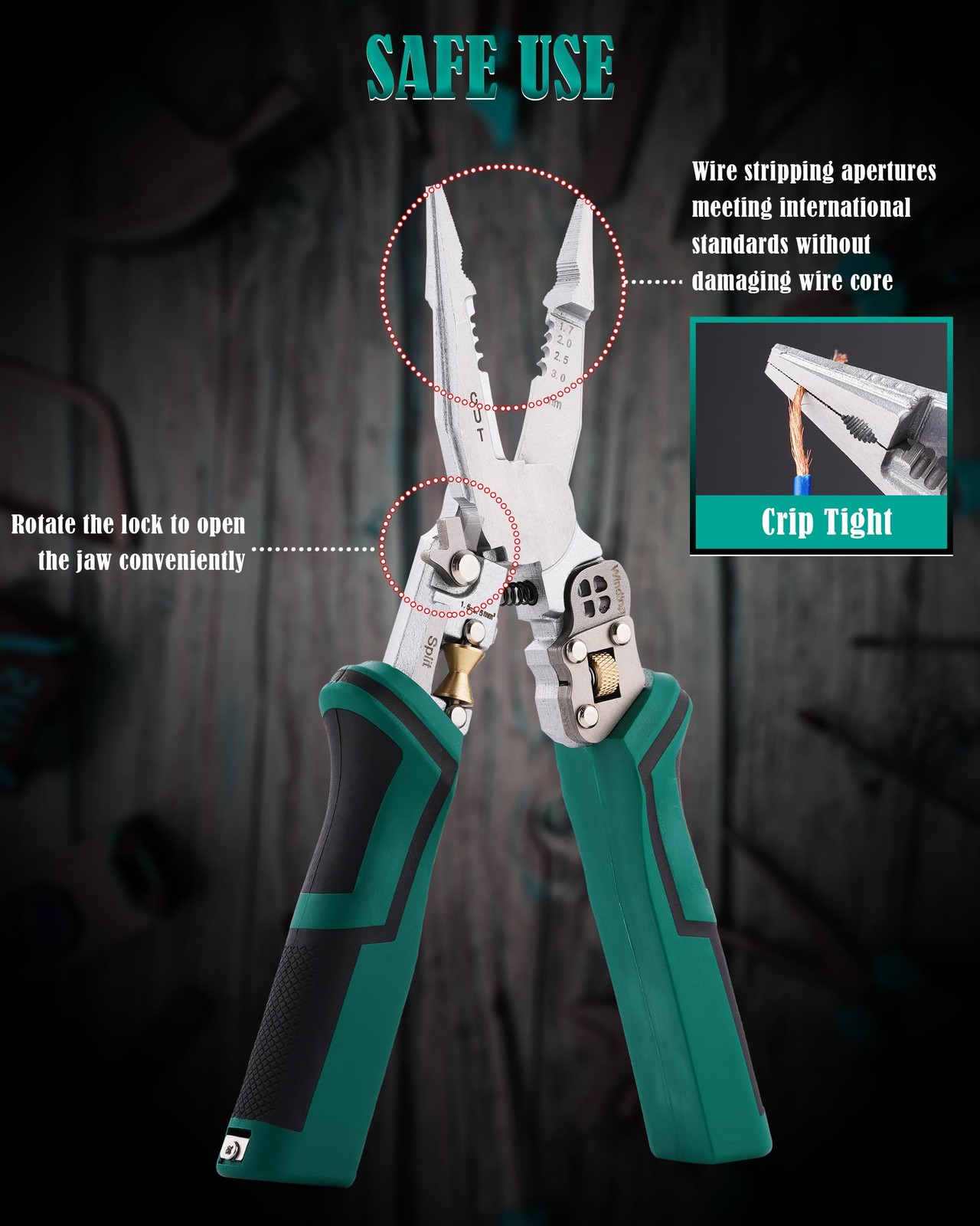 Faitio upgraded 8 in 1 Wire Strippers with Voltage Tester, Green
