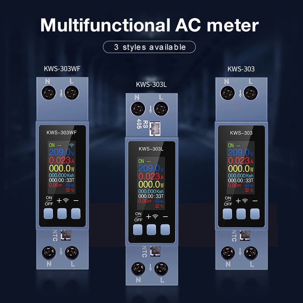 8 In1 Energy Meter KWS-303 AC Meter Color Screen Voltage Current Power Meter Sma
