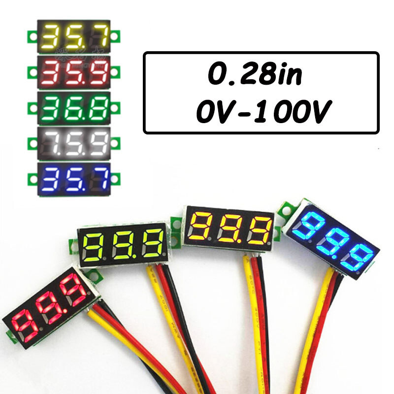 Mini Size LED Panel Voltage Meter 3-Digital LCD Display Adjustment Voltmeter
