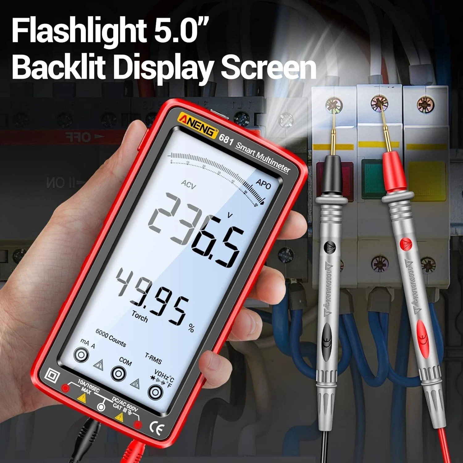 Digital Multimeter Tester Auto-Ranging TRMS 6000 Counts Voltmeter Smart Rech…