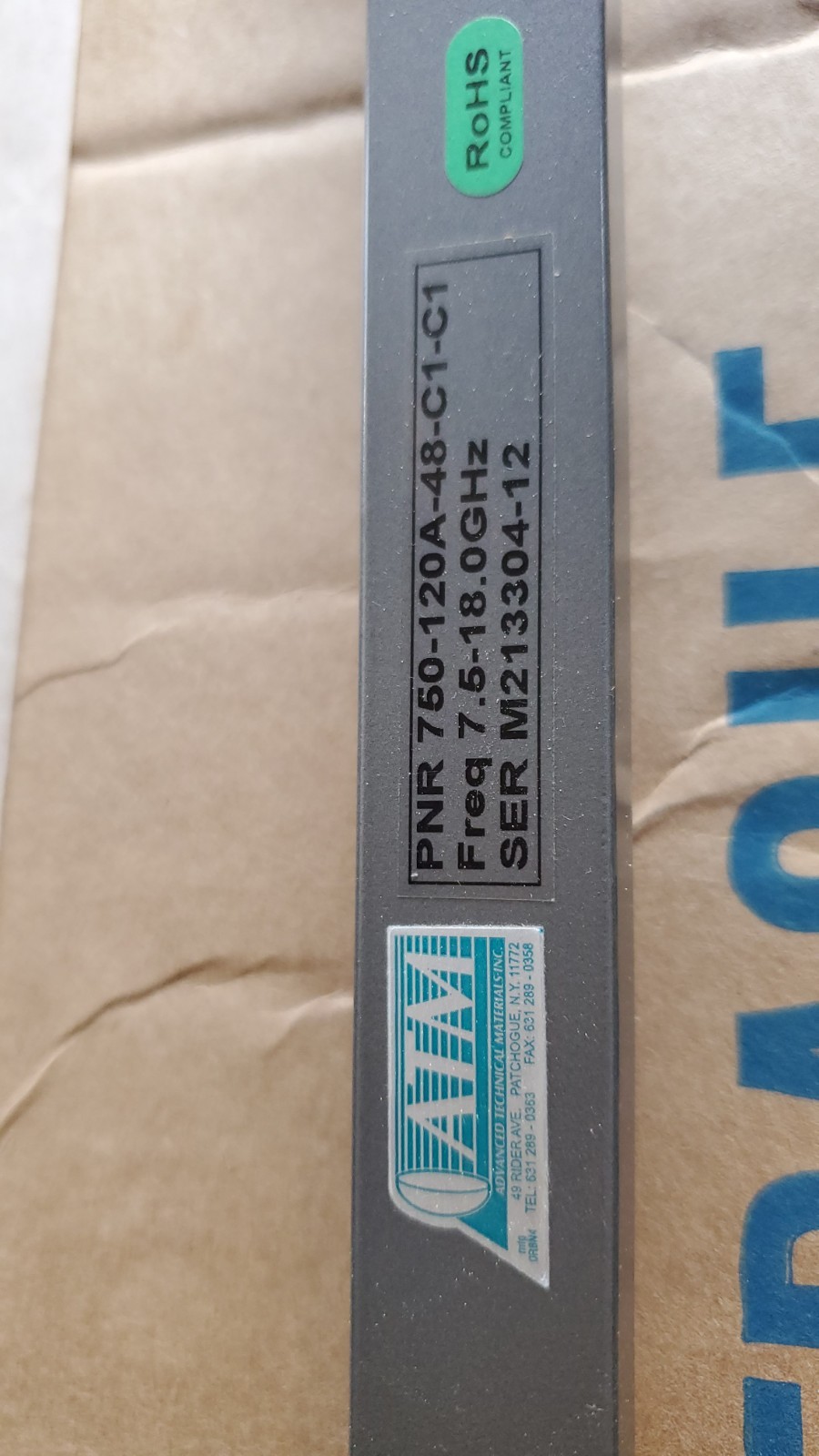 ATM WAVEGUIDE 750-120A-48-C1-C1 Rigid 48 Inches NEW Freq 7.5-18Ghz