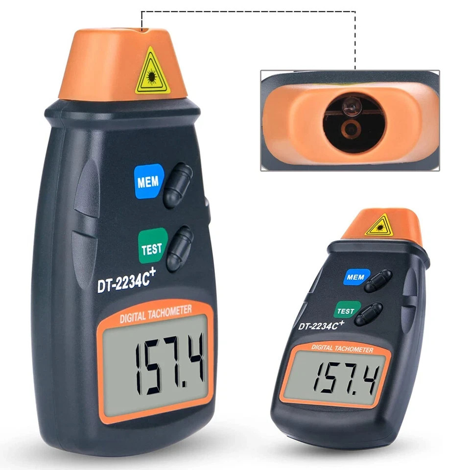 LCD Digital Tachometer Laser Photo Non Contact RPM Tach Meter Motor Speed Gauge