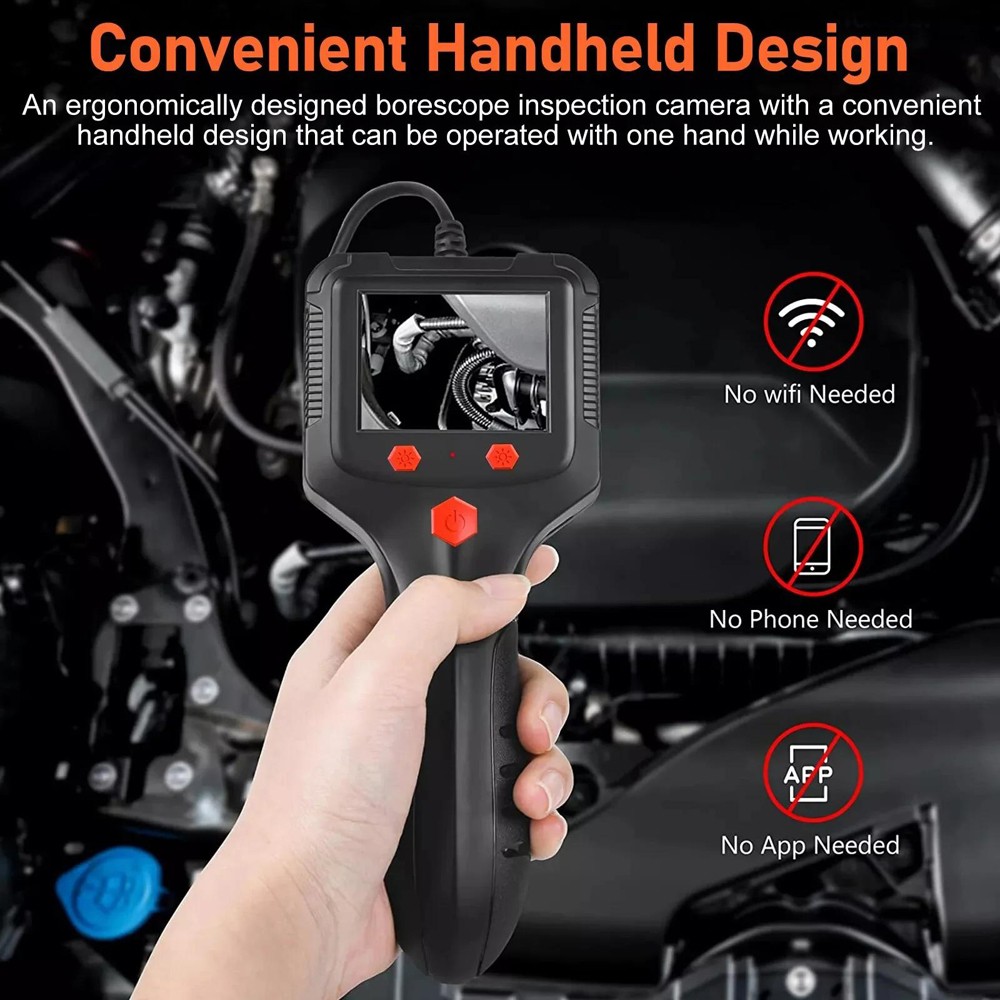 1080P HD LED Handheld Industrial Endoscope 8mm Borescope Snake Camera Inspection