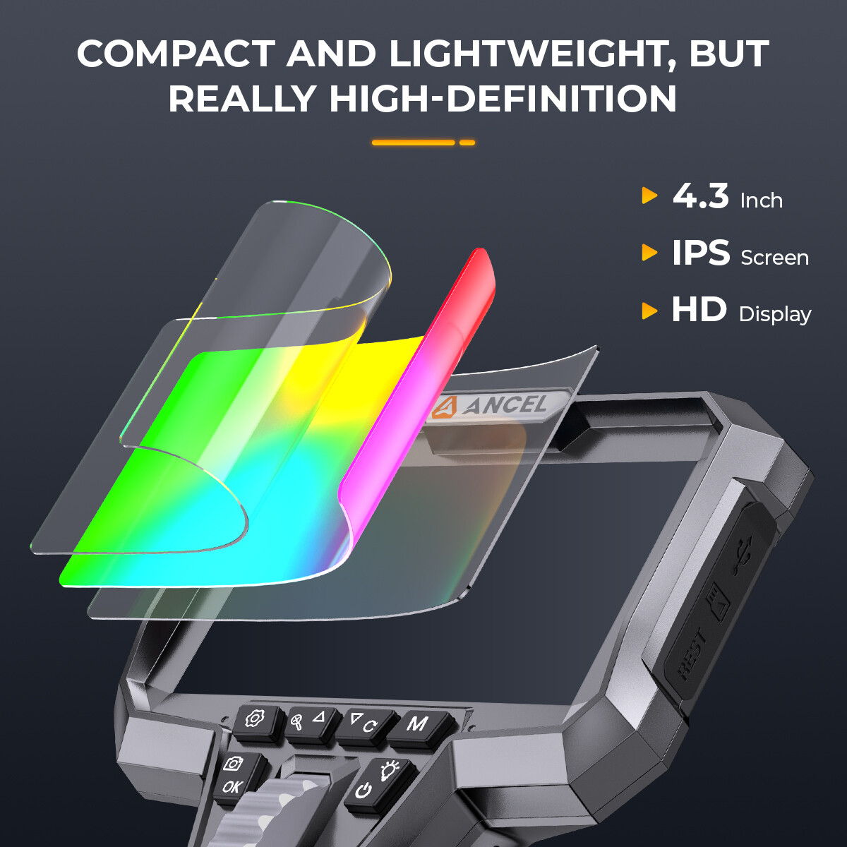 6.5mm 4.3Inch Articulating Borescope Endoscope Inspection Camera With 7LED Light