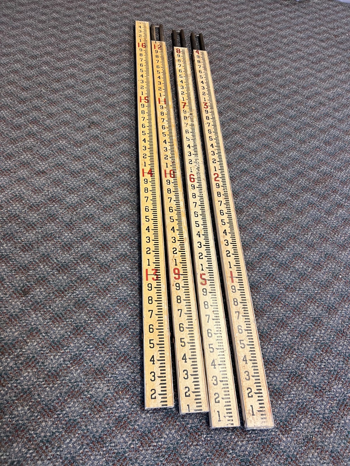16 Ft ALUMINUM MEASURING STICK surveying rod rule surveyor vintage story pole
