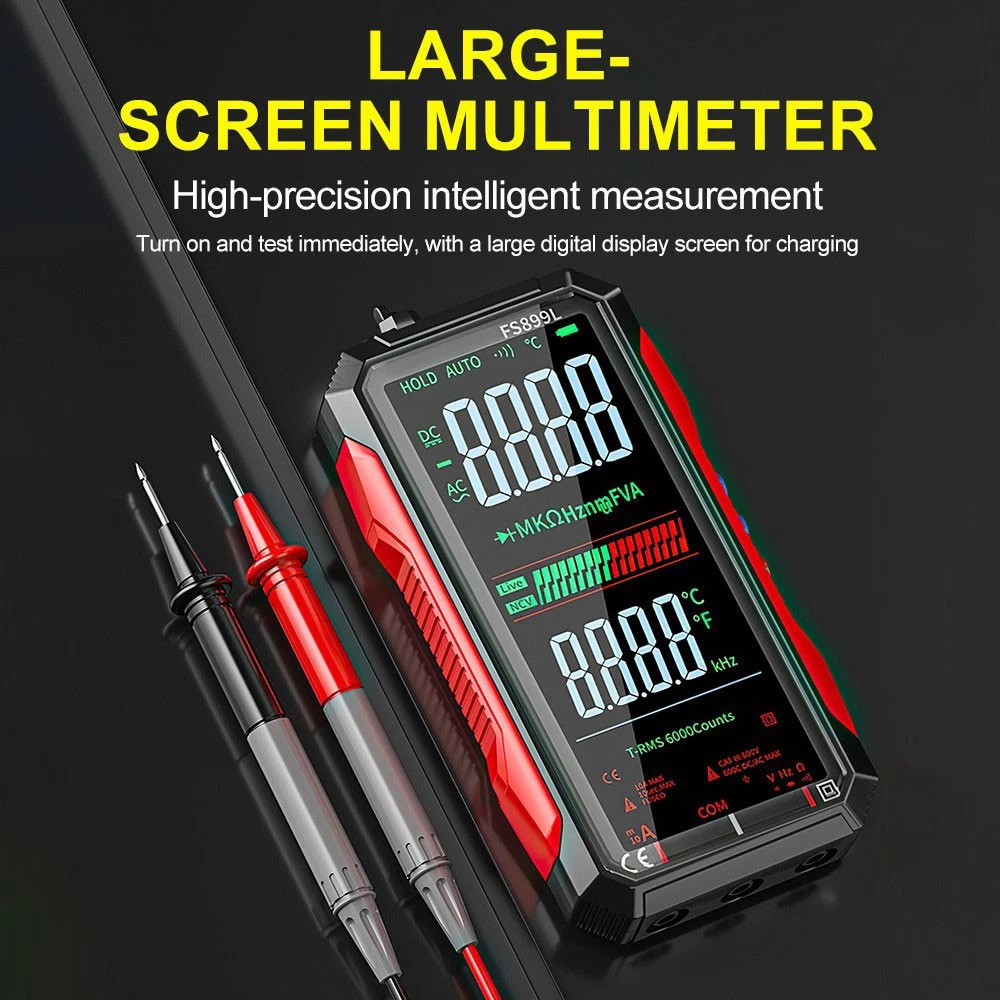 FS899L Digital Multimeter with Color Screen & Storage Case, USB C Rechargeable