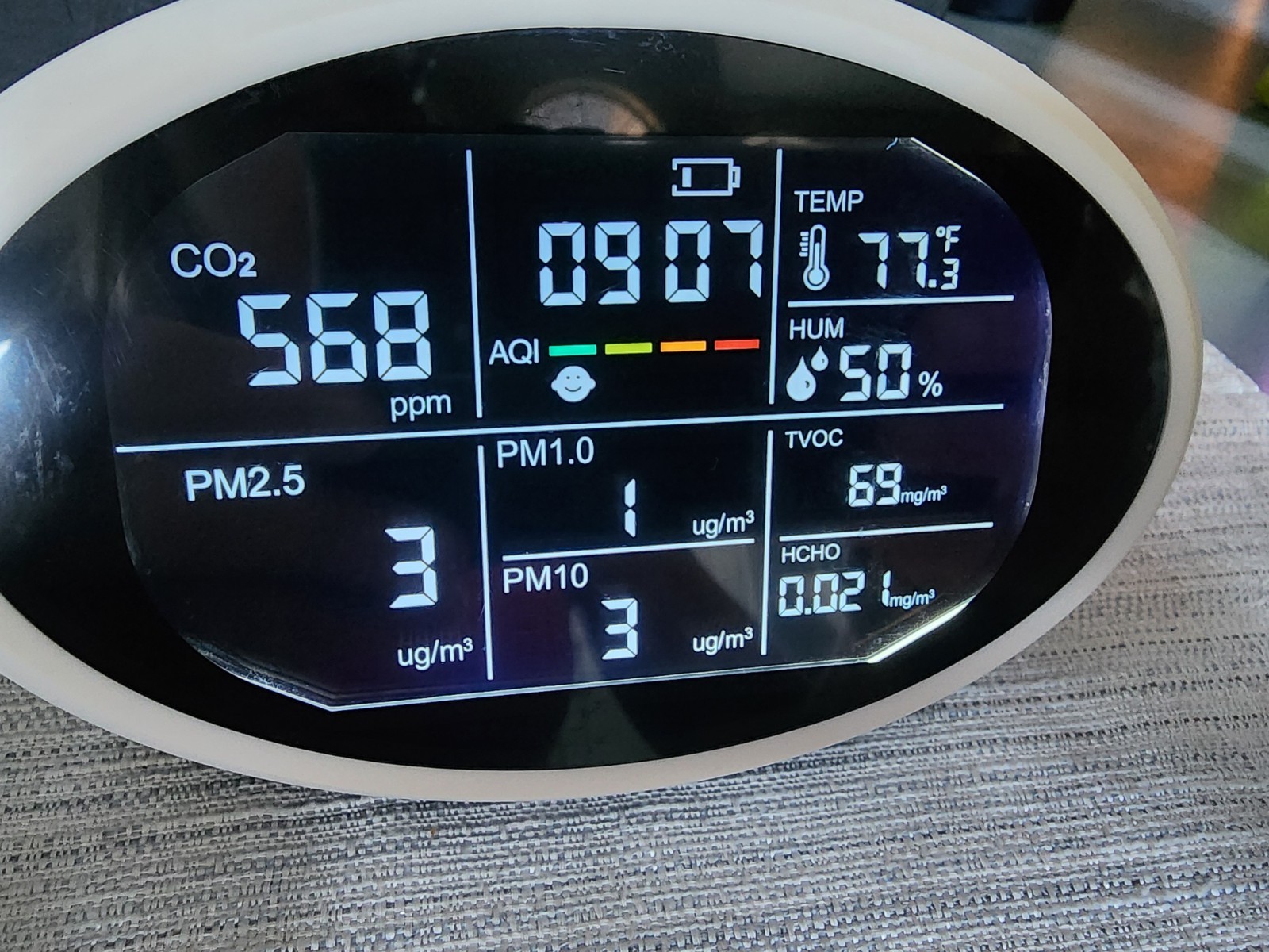12-in-1 Air Quality Monitor CO2 TVOC HCHO PM2.5 PM10 Temperature Humidity USB