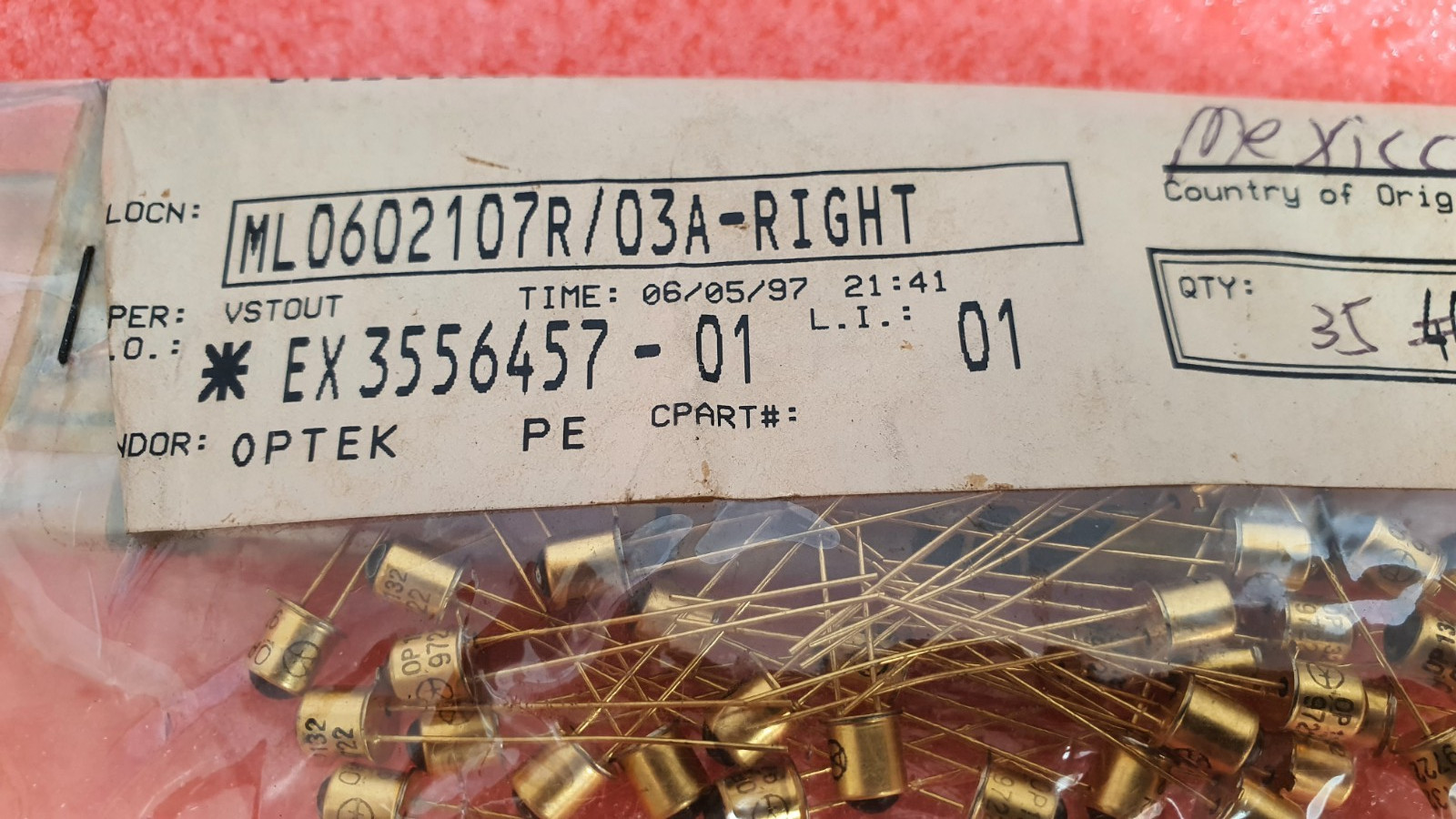 ar1 OPTEK OP132 Infra Red Emitter Yr 97, new old stock, Mexico, Qty – 35 pcs