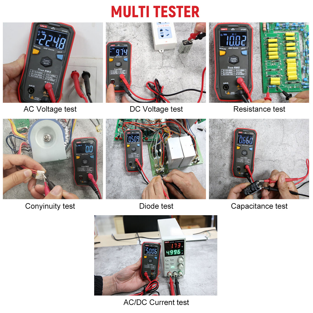 UNI-T Smart Multimeter True RMS AC DC Voltmeter Ammeter Ohm Capacitance Tester