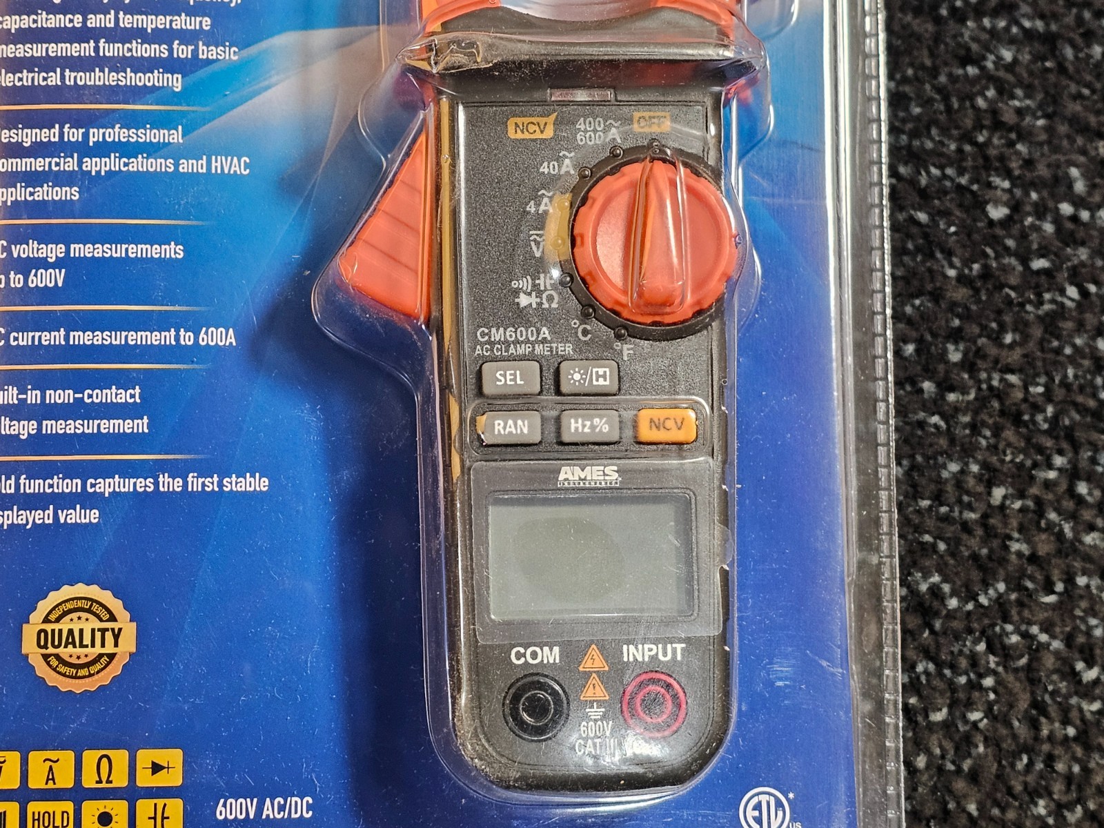 Ames Instruments CM600A Cat III 600 V AC Compact Clamp Meter Digital