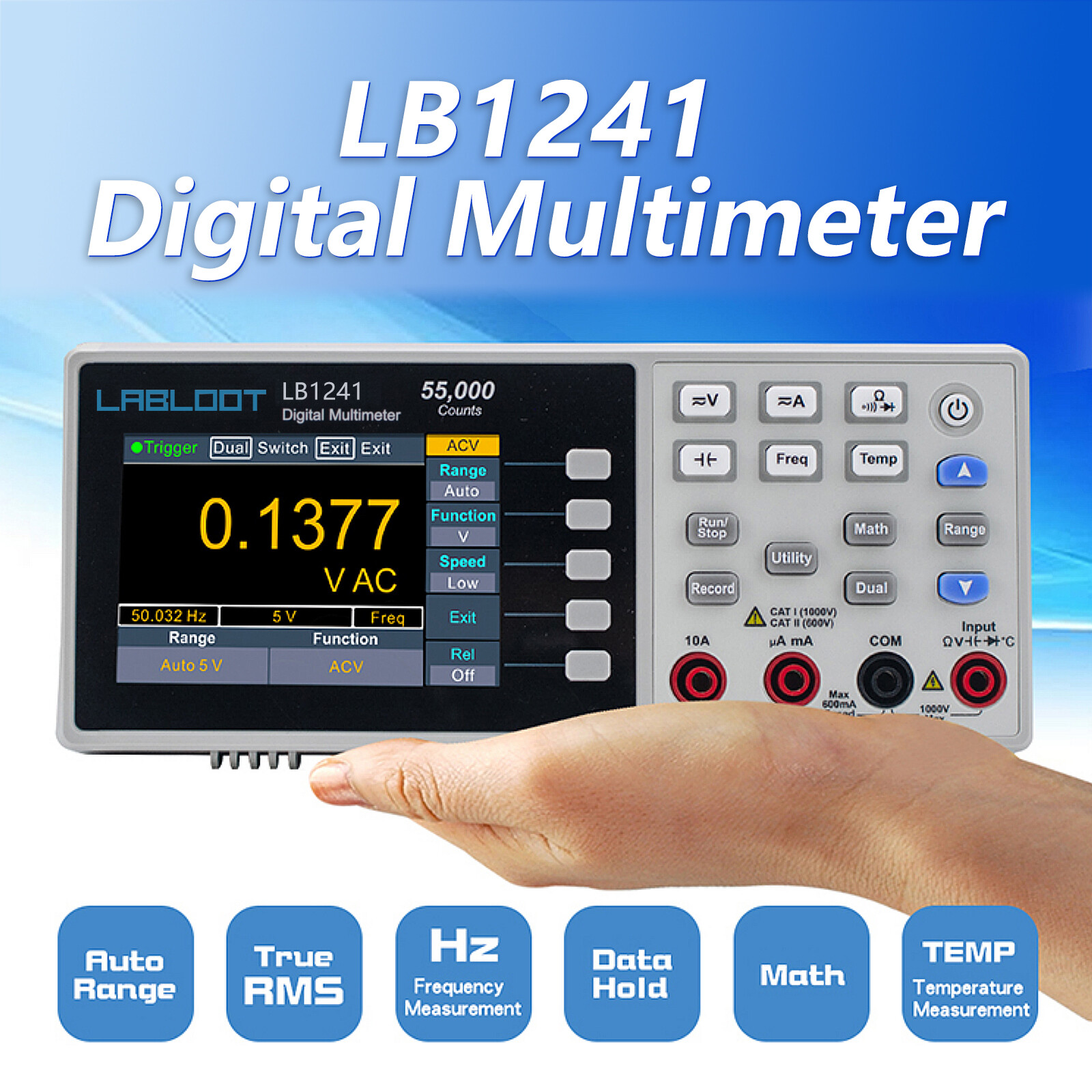 Labloot 4 1/2 Digits LB1241 Bench-type Digital Multimeter True RMS 55000 Counts