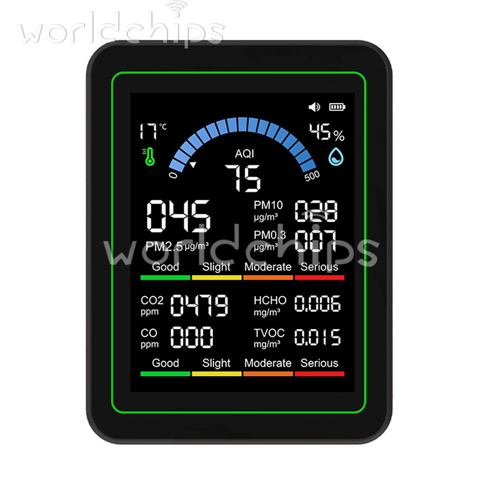 10-in-1 Air Quality Detector PM2.5 PM10 PM HCHO TVOC CO CO2 Formaldehyde Monitor