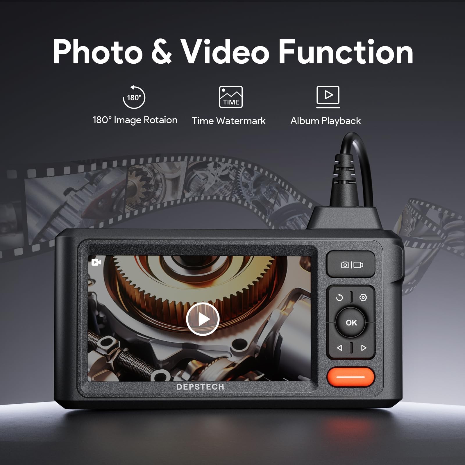 1080P Waterproof Endoscope Camera with Triple Lens & 5″ IPS Screen – 16.5FT Flex