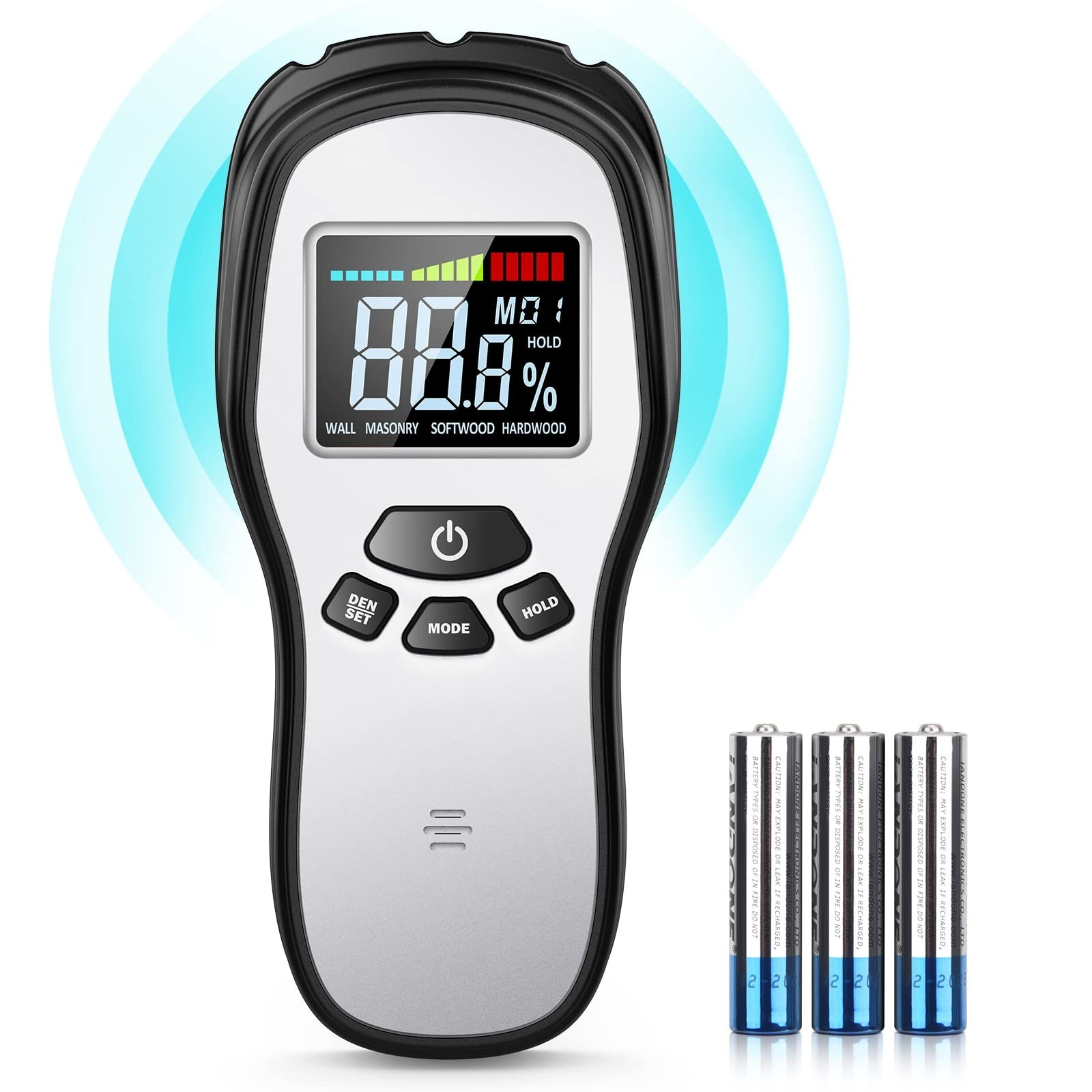 Digital Wood Moisture Meter – Pinless Detector for Firewood, Lumber, Drywall & C